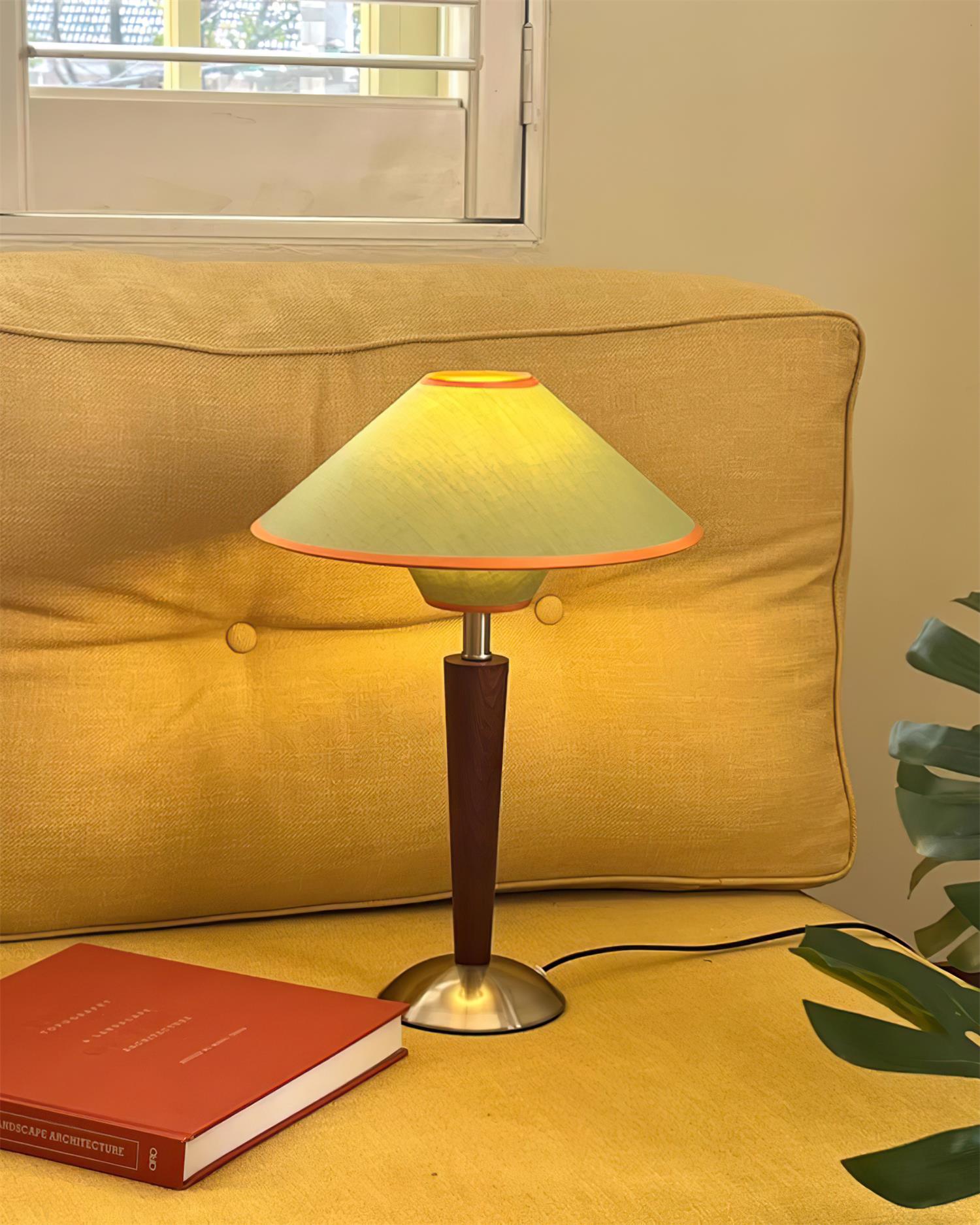 Perzel Lampe de Table Tige en Bois Abat-jour en Tissu - Neutralighting