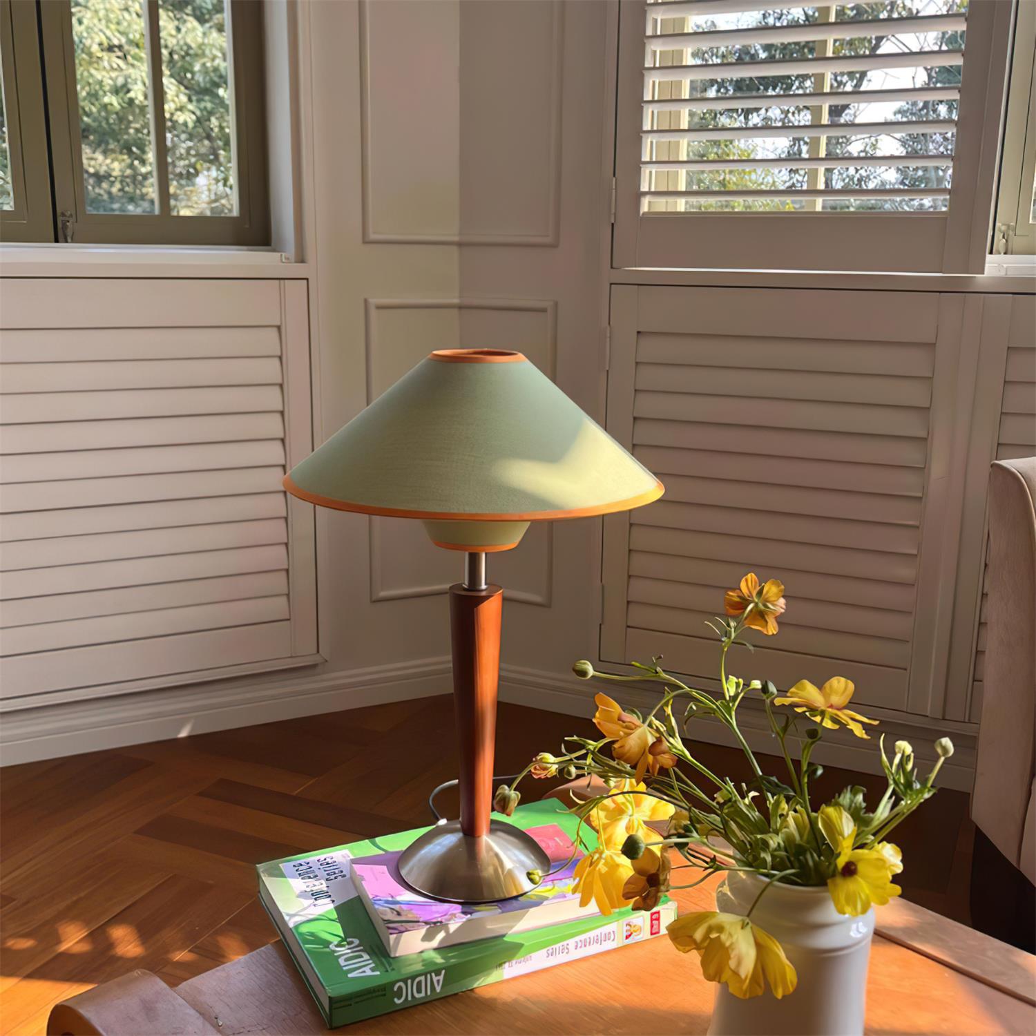 Perzel Lampe de Table Tige en Bois Abat-jour en Tissu - Neutralighting