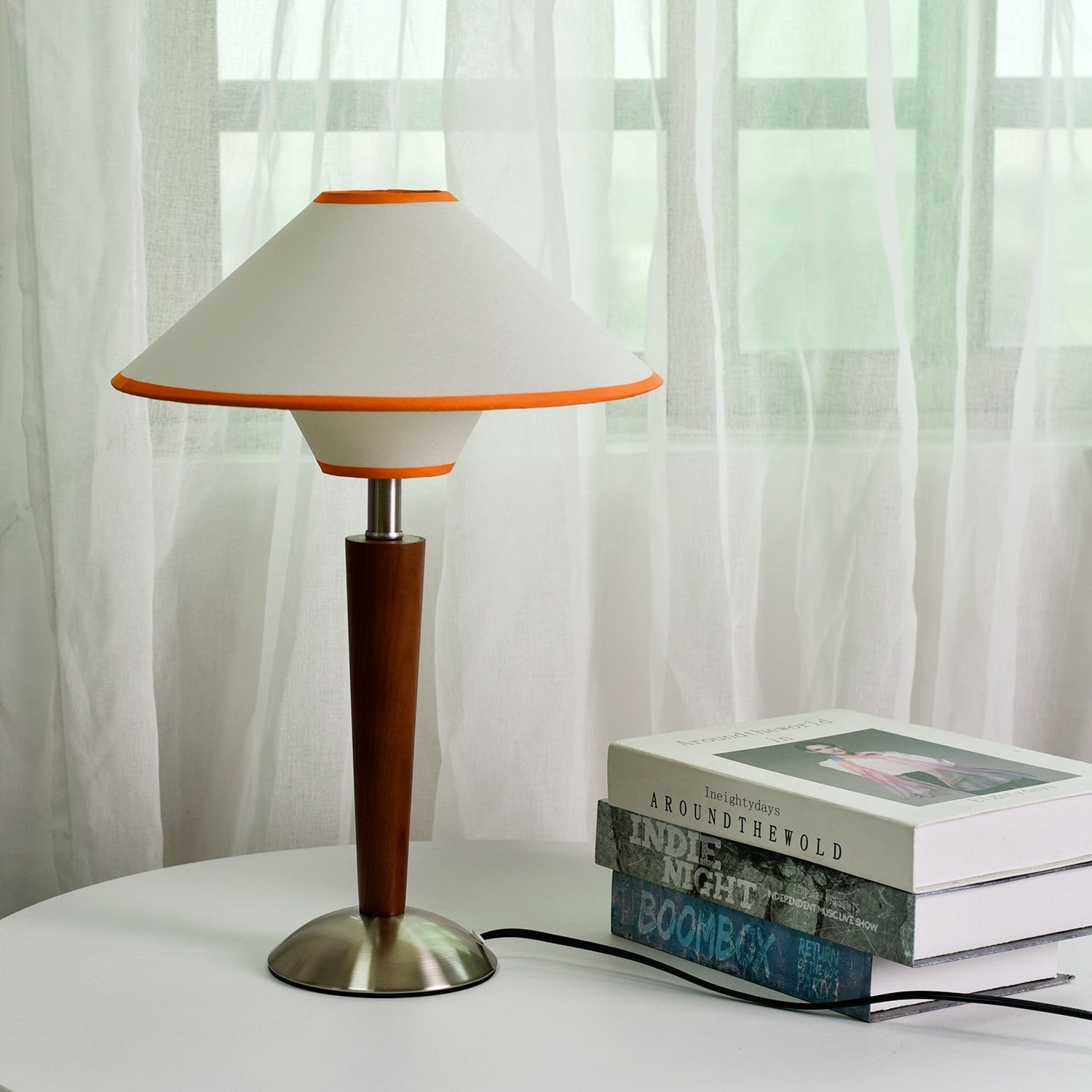 Perzel Lampe de Table Tige en Bois Abat-jour en Tissu - Neutralighting