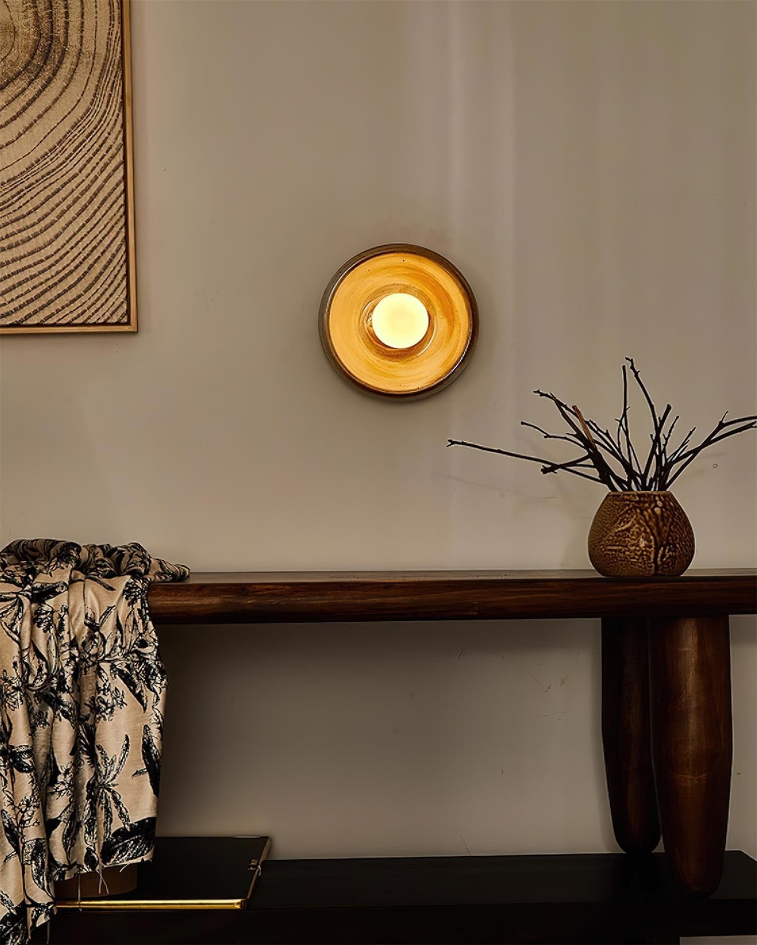 Wall Lamp Ceramic Orbit Disc with Glass Globe Entryway Modern - Letslighting