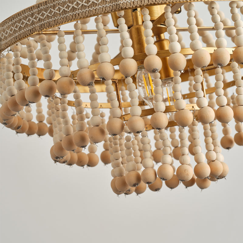 Avrinir Postmodern Luxury Large Wooden Metal Chandelier - Lamp Copper