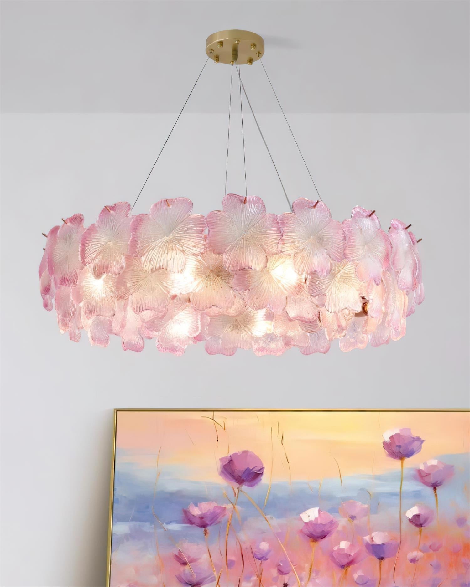Ophelis Lustre en Verre à Fleurs Roses - Neutralighting