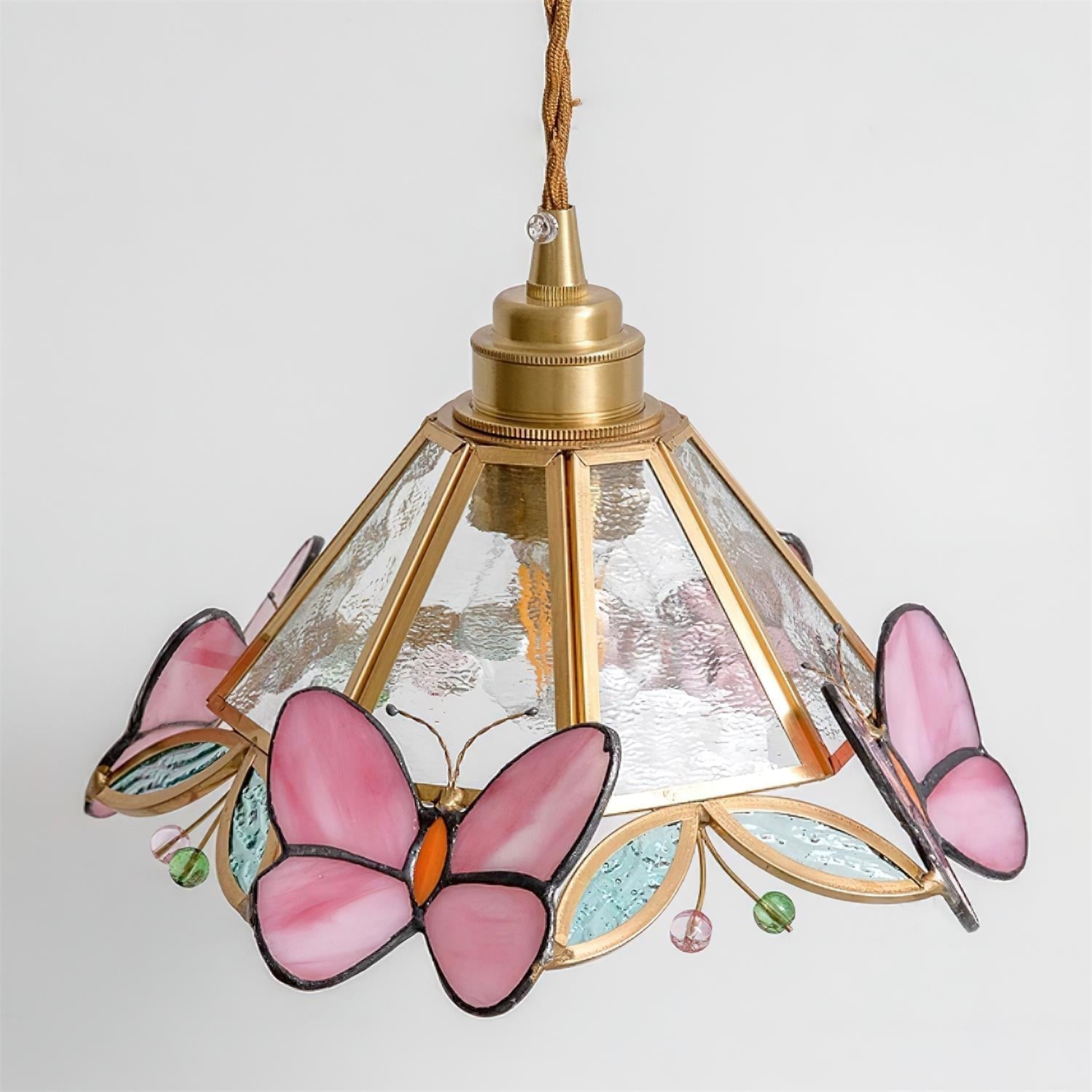 Tiffany Suspension Papillon en Verre Tâché - Neutralighting