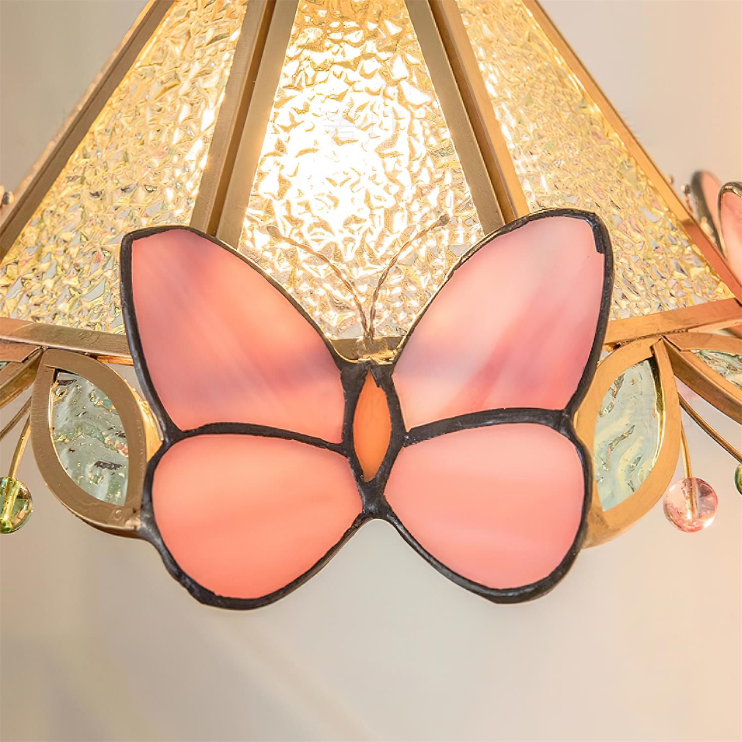 Tiffany Suspension Papillon en Verre Tâché - Neutralighting
