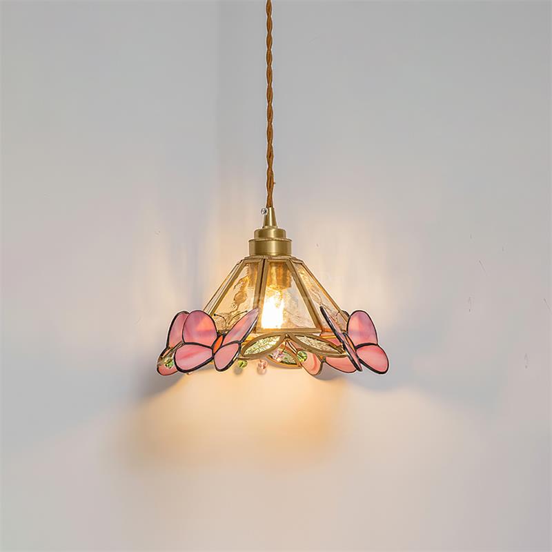 Tiffany Suspension Papillon en Verre Tâché - Neutralighting