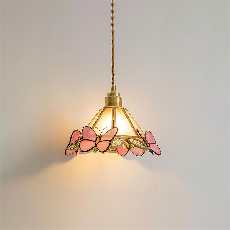 Tiffany Suspension Papillon en Verre Tâché - Neutralighting