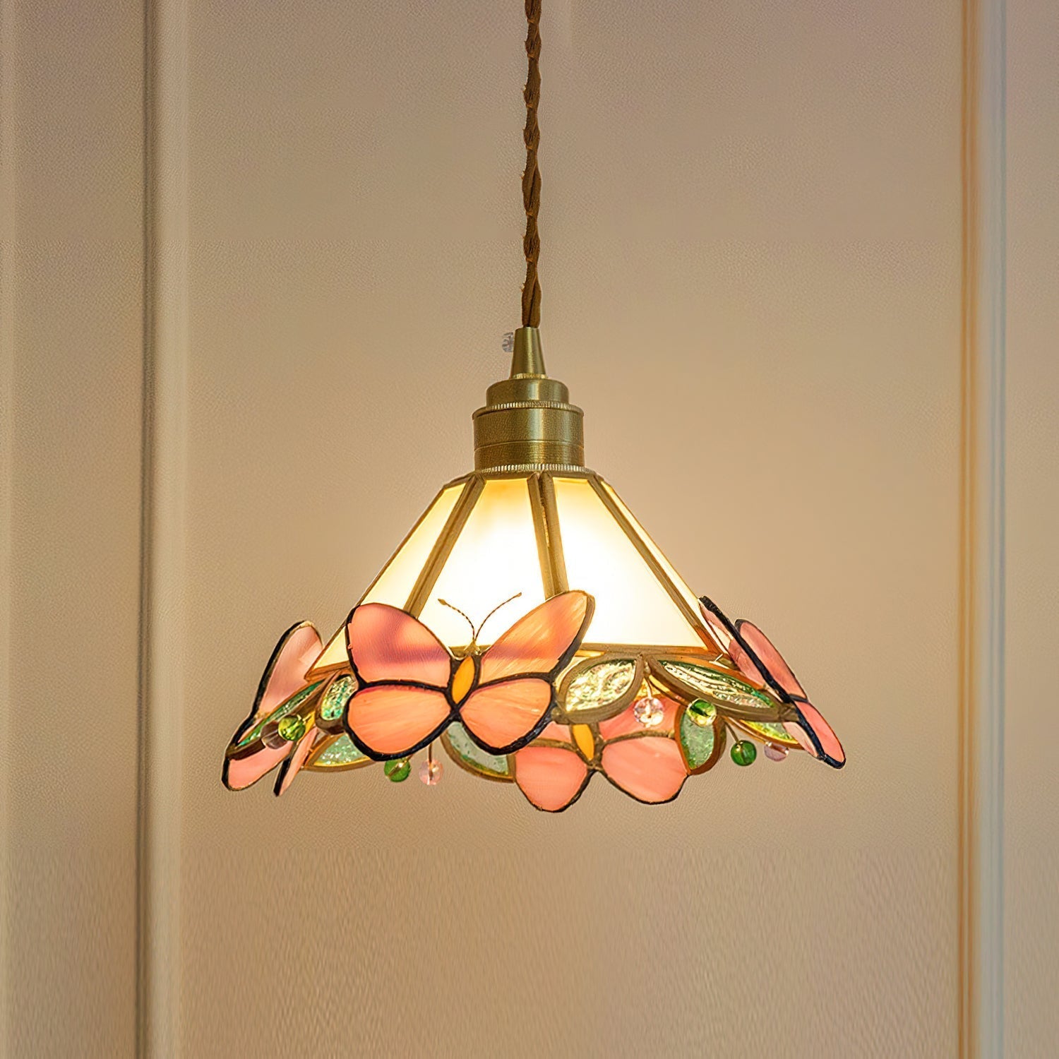 Tiffany Suspension Papillon en Verre Tâché - Neutralighting