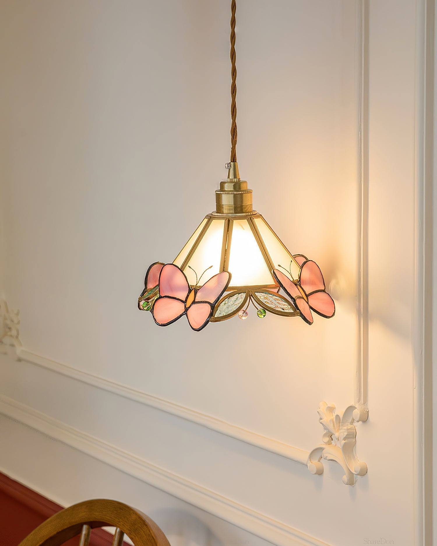 Tiffany Suspension Papillon en Verre Tâché - Neutralighting
