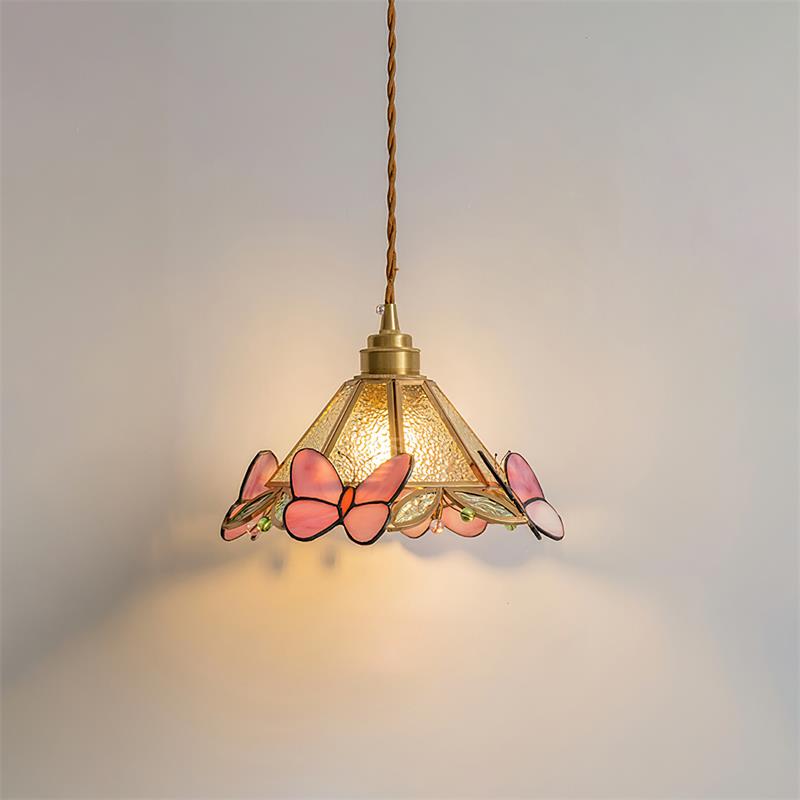 Tiffany Suspension Papillon en Verre Tâché - Neutralighting