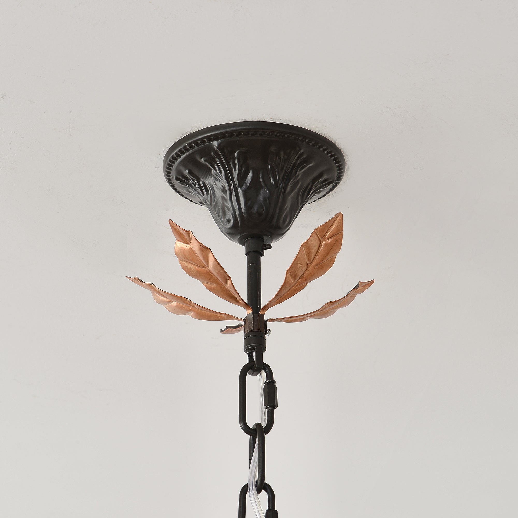 Avelora Vintage Industrial Tulip Pink Glass Metal Chandelier - Lamp Copper