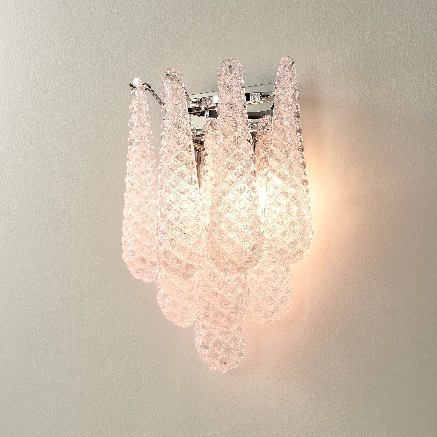 Aurora Wall Sconce Pink Waffle Glass Modern - Letslighting