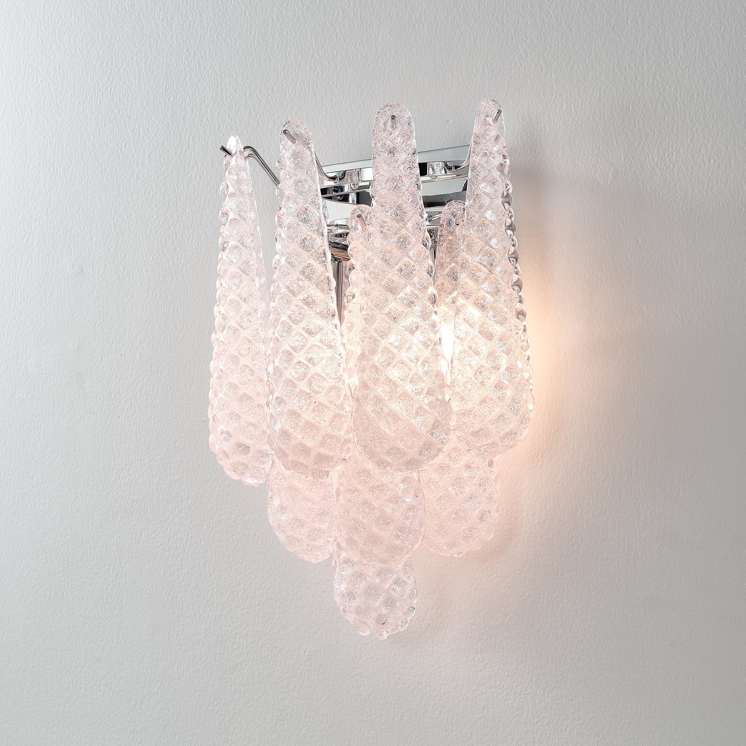 Aurora Wall Sconce Pink Waffle Glass Modern - Letslighting