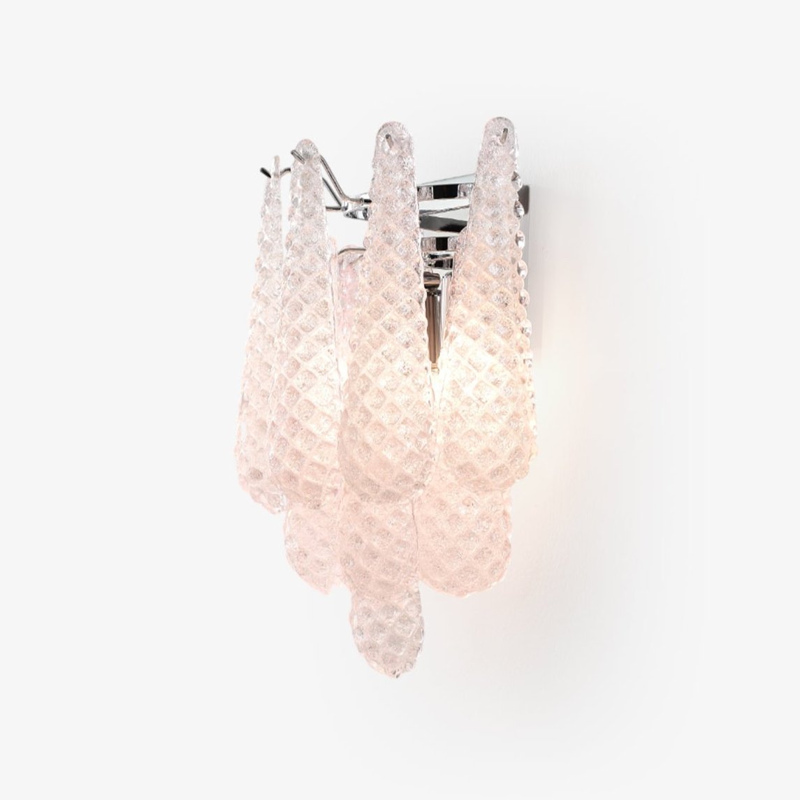 Aurora Wall Sconce Pink Waffle Glass Modern - Letslighting