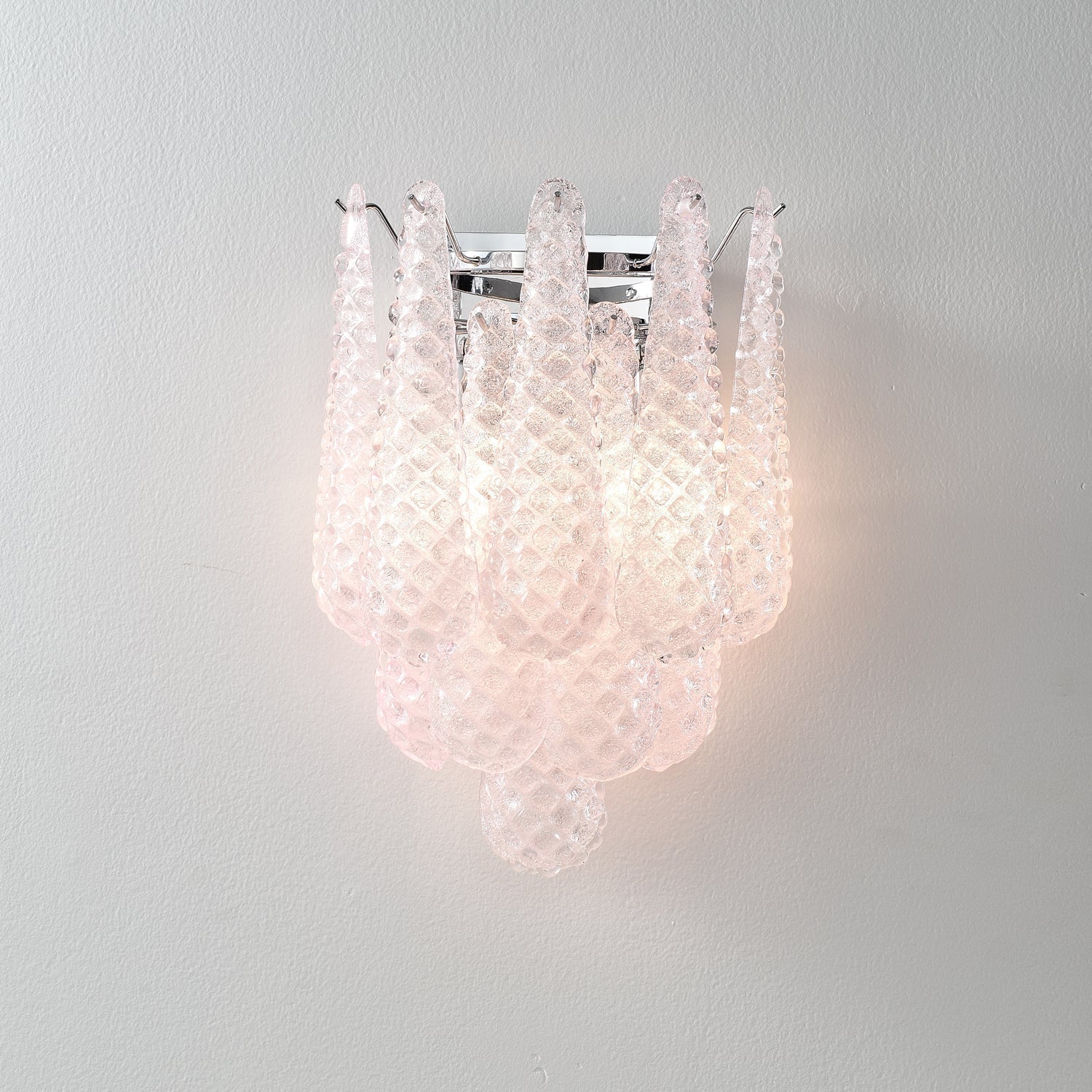 Aurora Wall Sconce Pink Waffle Glass Modern - Letslighting