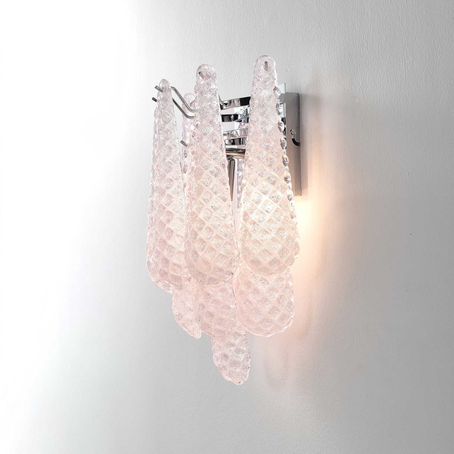 Aurora Wall Sconce Pink Waffle Glass Modern - Letslighting