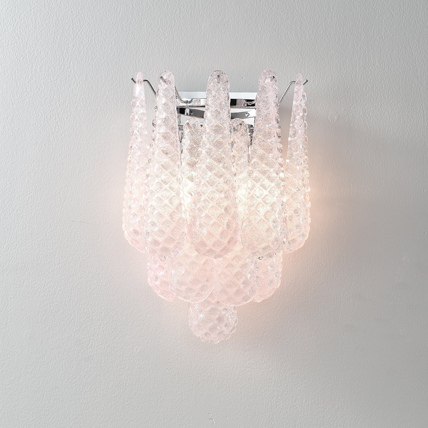 Aurora Wall Sconce Pink Waffle Glass Modern - Letslighting