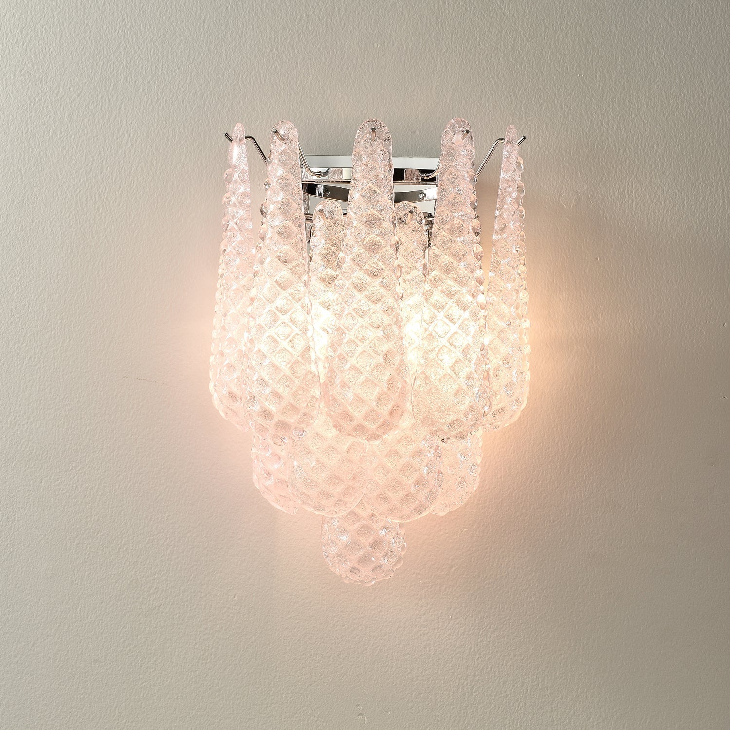 Aurora Wall Sconce Pink Waffle Glass Modern - Letslighting