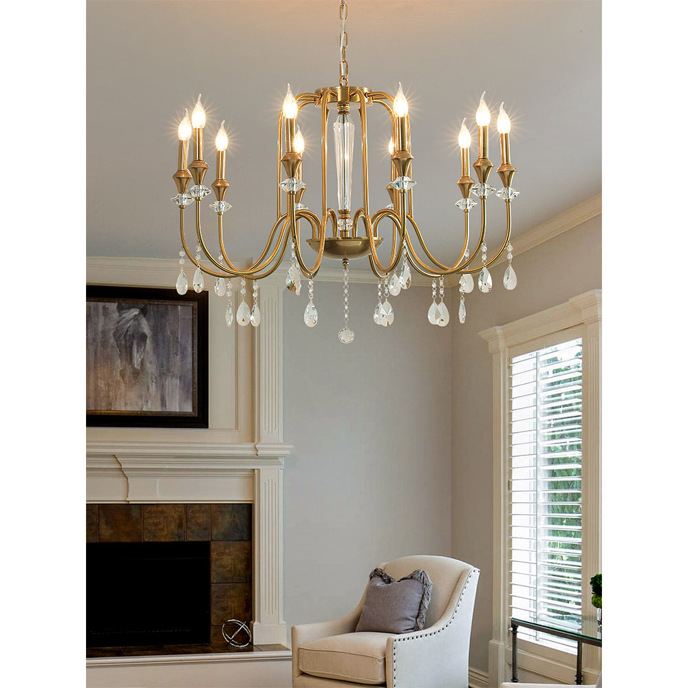 Ercararis Vintage Industrial Brass Crystal Chandelier - Lamp Copper