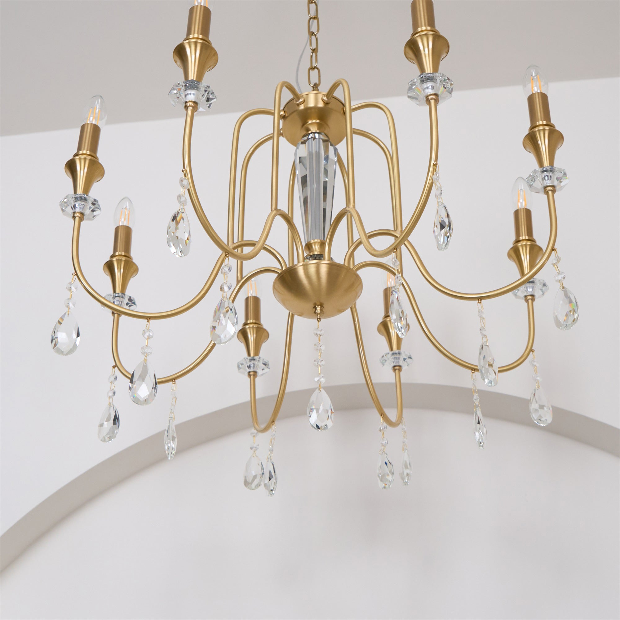 Ercararis Vintage Industrial Brass Crystal Chandelier - Lamp Copper