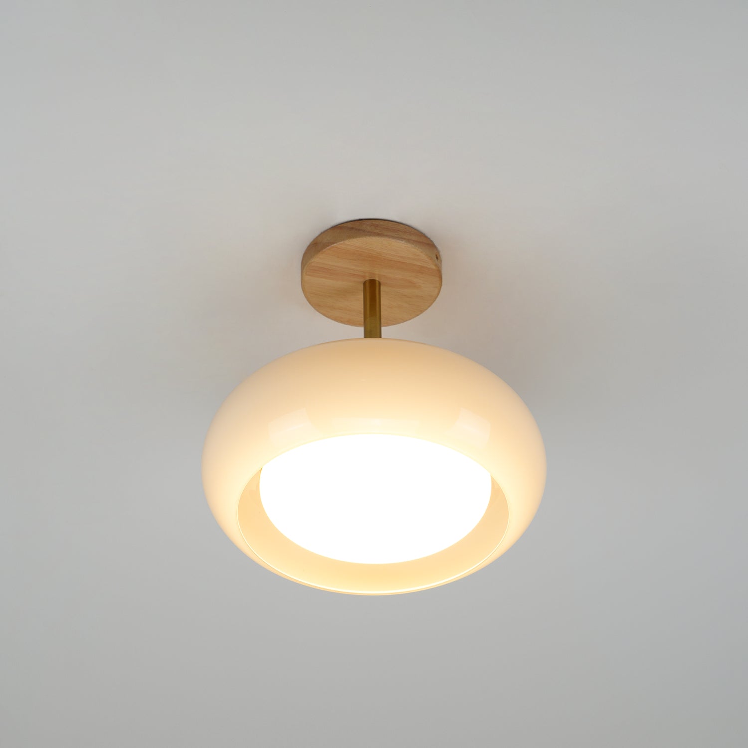 Charlotte Plafonnier Encastré en Verre, Bois, Orange & Blanc - Neutralighting