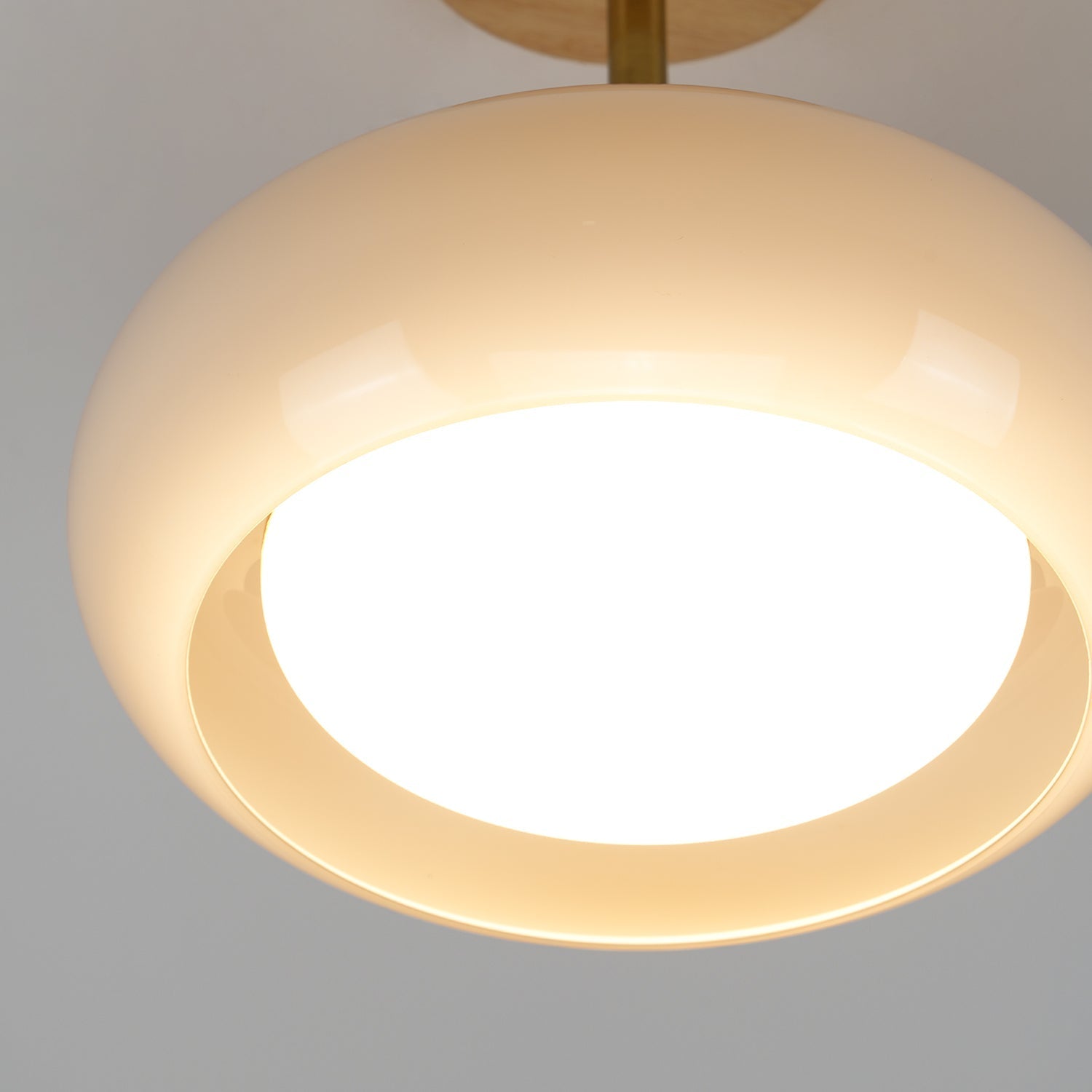 Charlotte Plafonnier Encastré en Verre, Bois, Orange & Blanc - Neutralighting