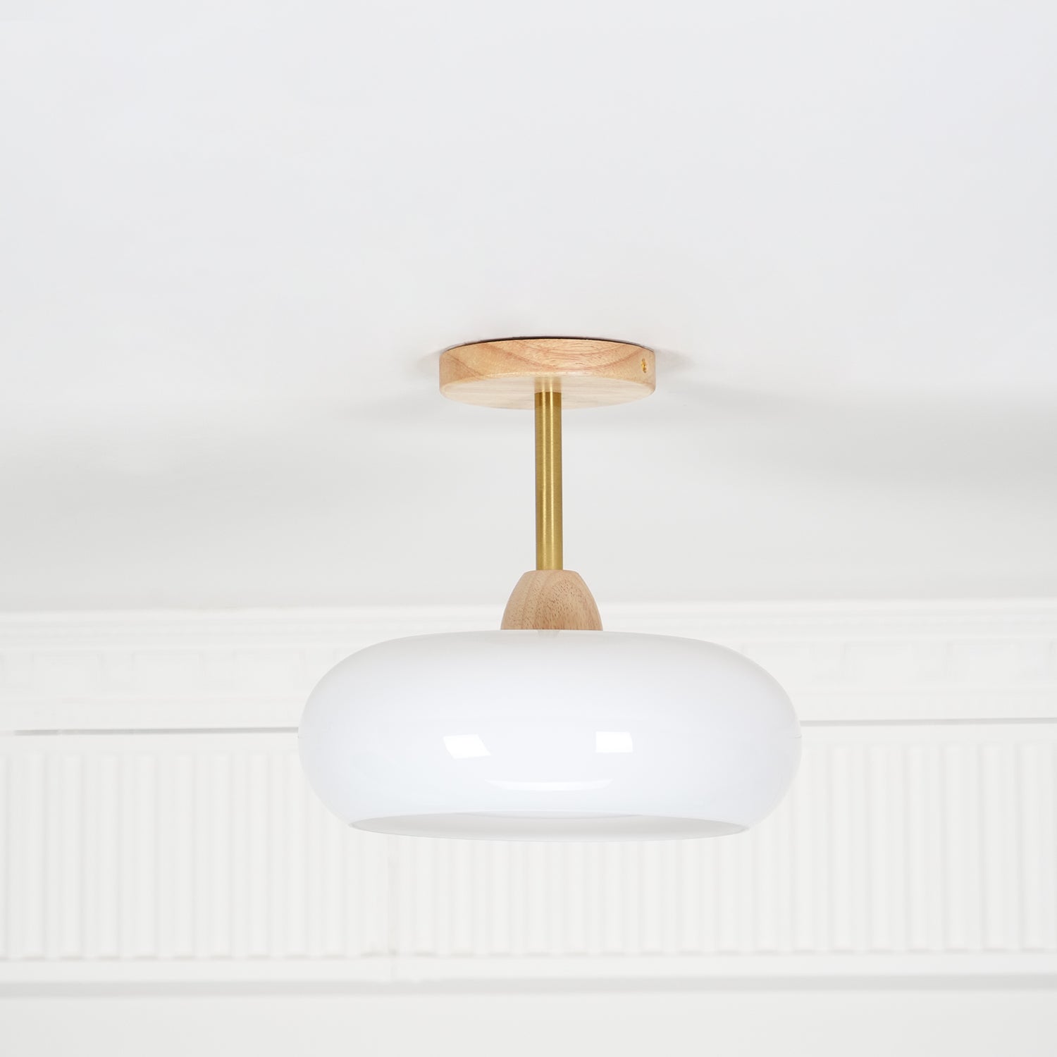 Charlotte Plafonnier Encastré en Verre, Bois, Orange & Blanc - Neutralighting