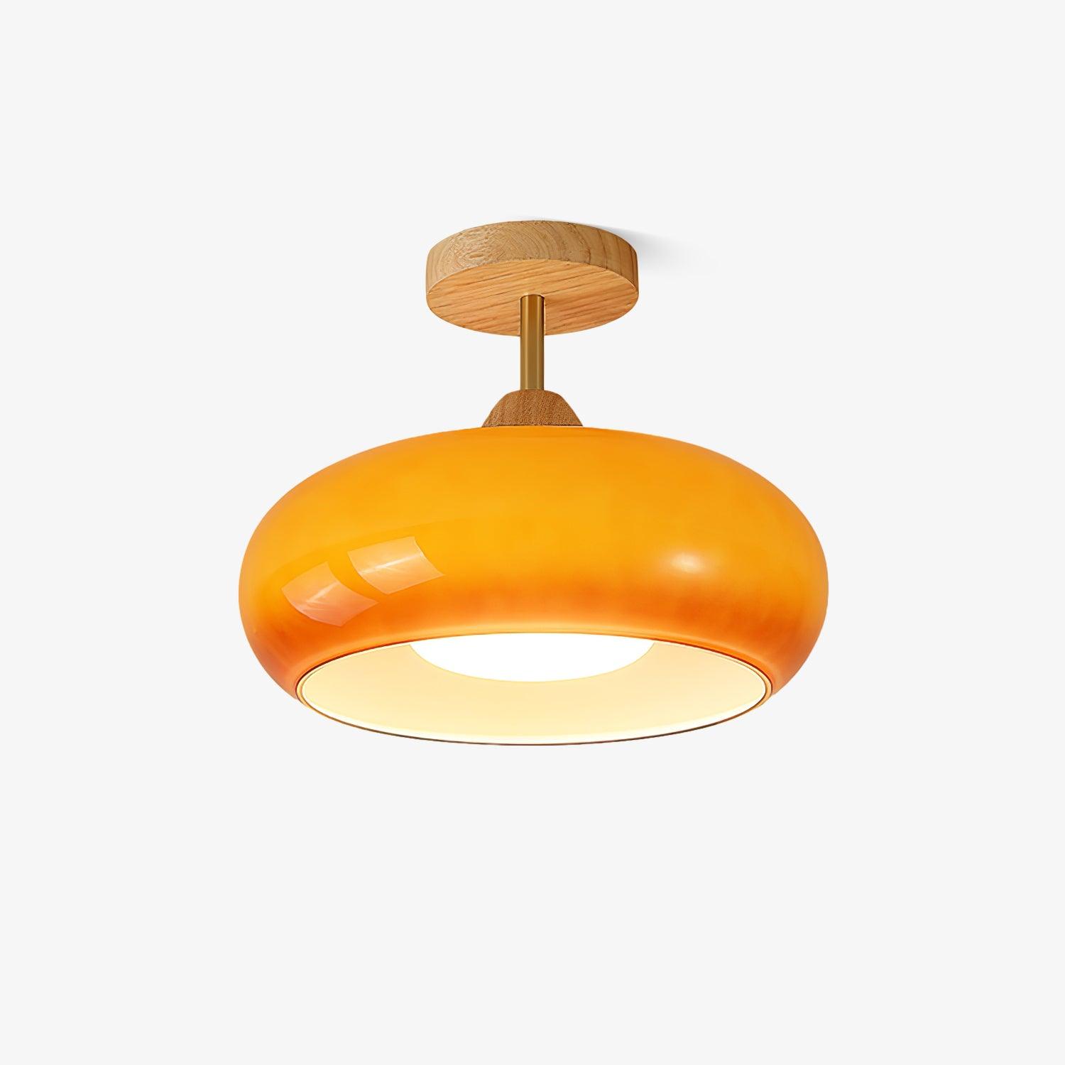 Charlotte Plafonnier Encastré en Verre, Bois, Orange & Blanc - Neutralighting