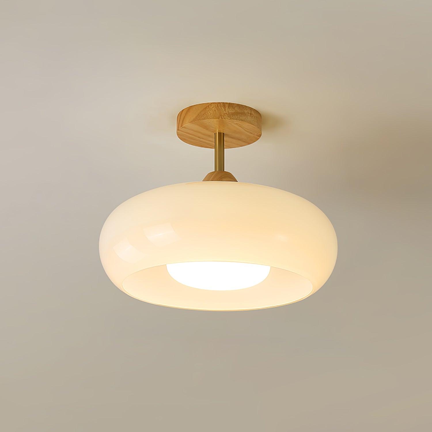 Charlotte Plafonnier Encastré en Verre, Bois, Orange & Blanc - Neutralighting