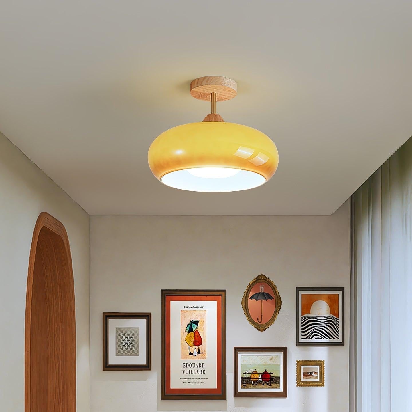 Charlotte Plafonnier Encastré en Verre, Bois, Orange & Blanc - Neutralighting