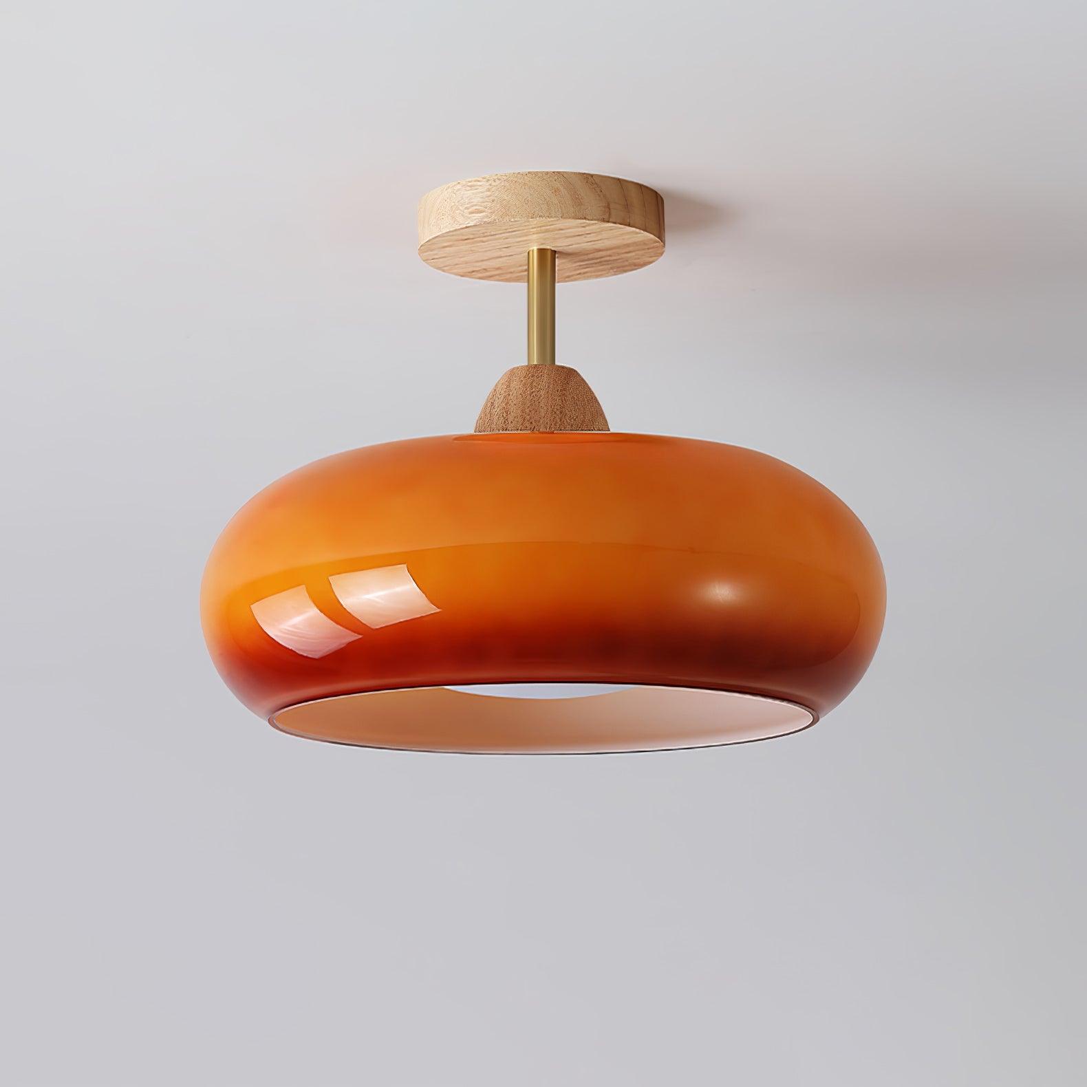 Charlotte Plafonnier Encastré en Verre, Bois, Orange & Blanc - Neutralighting