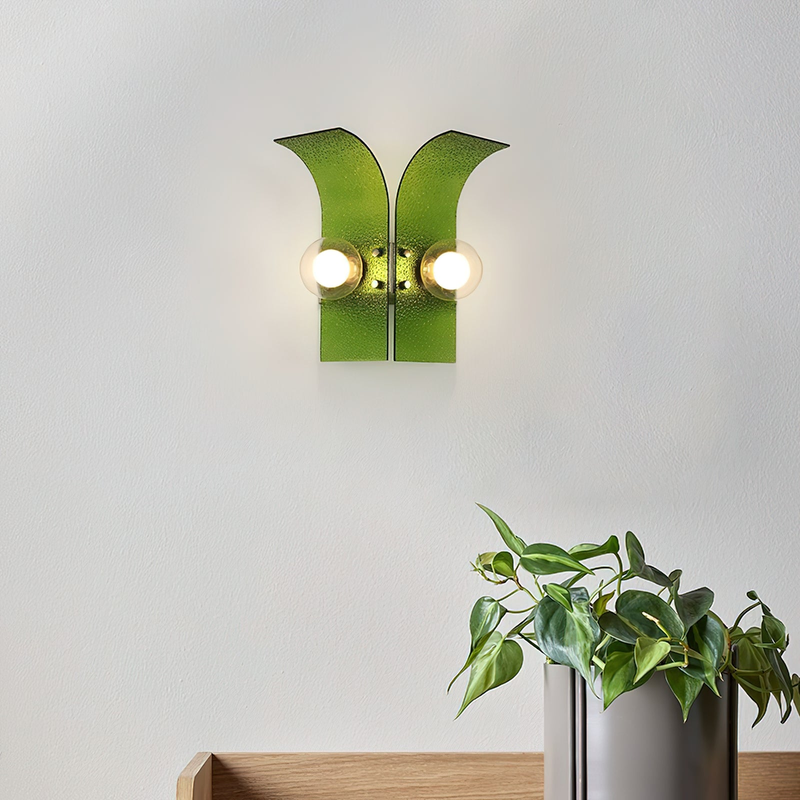 Virelli Applique Murale Panneaux en Verre Texturé Deux Globes Art Déco - Neutralighting
