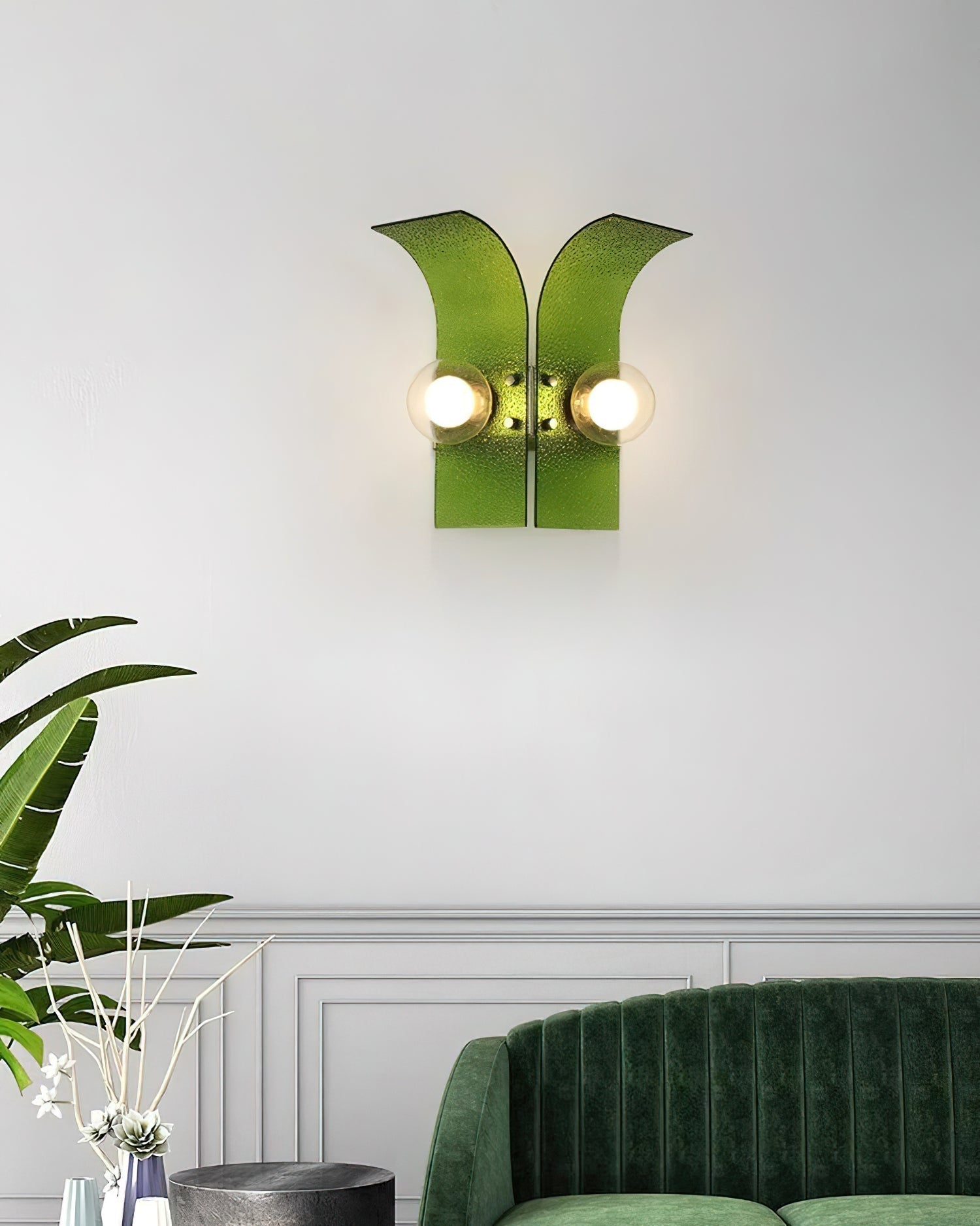 Virelli Applique Murale Panneaux en Verre Texturé Deux Globes Art Déco - Neutralighting