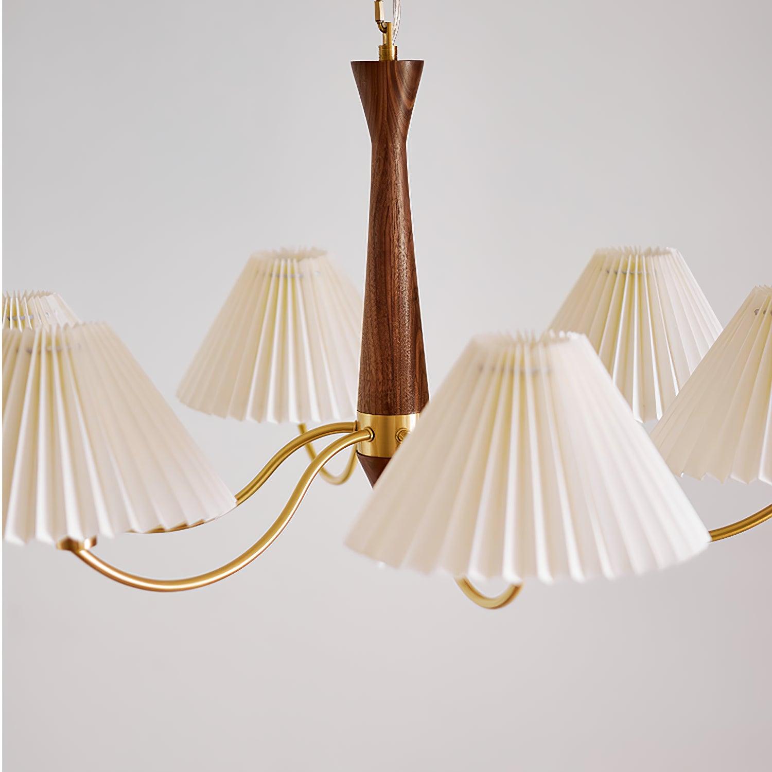 Lustra Chandelier Plissé avec Abat-jours Blancs Milieu du Siècle - Neutralighting