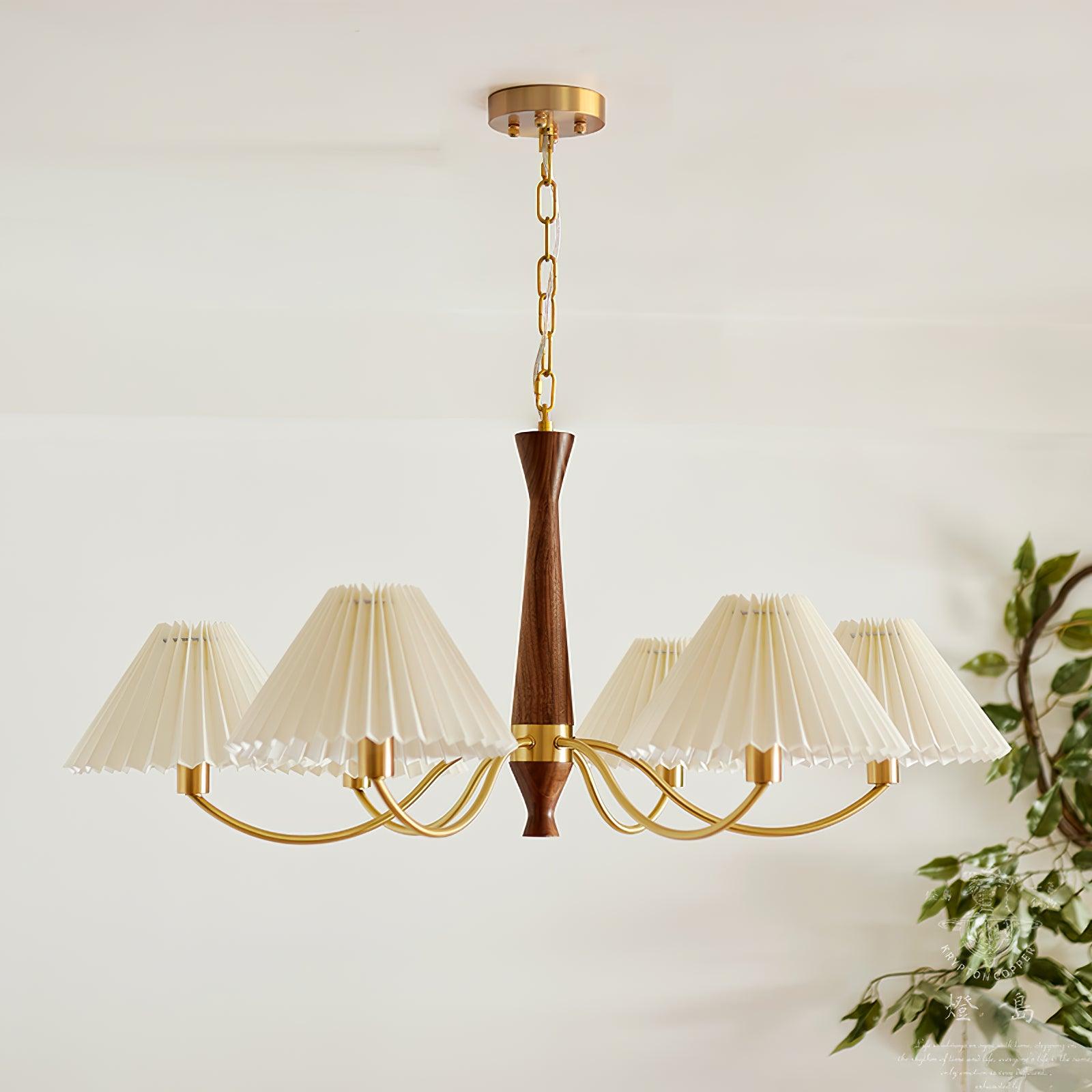 Lustra Chandelier Plissé avec Abat-jours Blancs Milieu du Siècle - Neutralighting