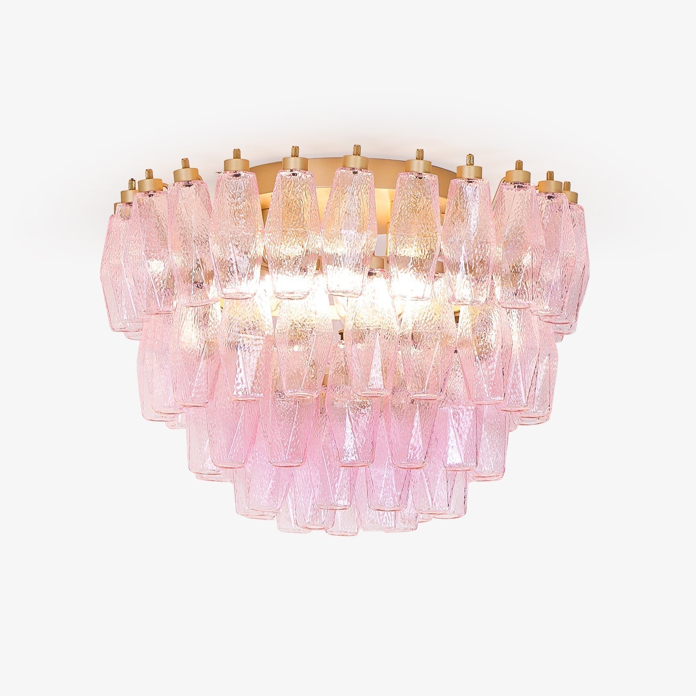Aurora Ceiling Lamp Poliedri Pink Murano Glass Layered Flush Mount - Letslighting