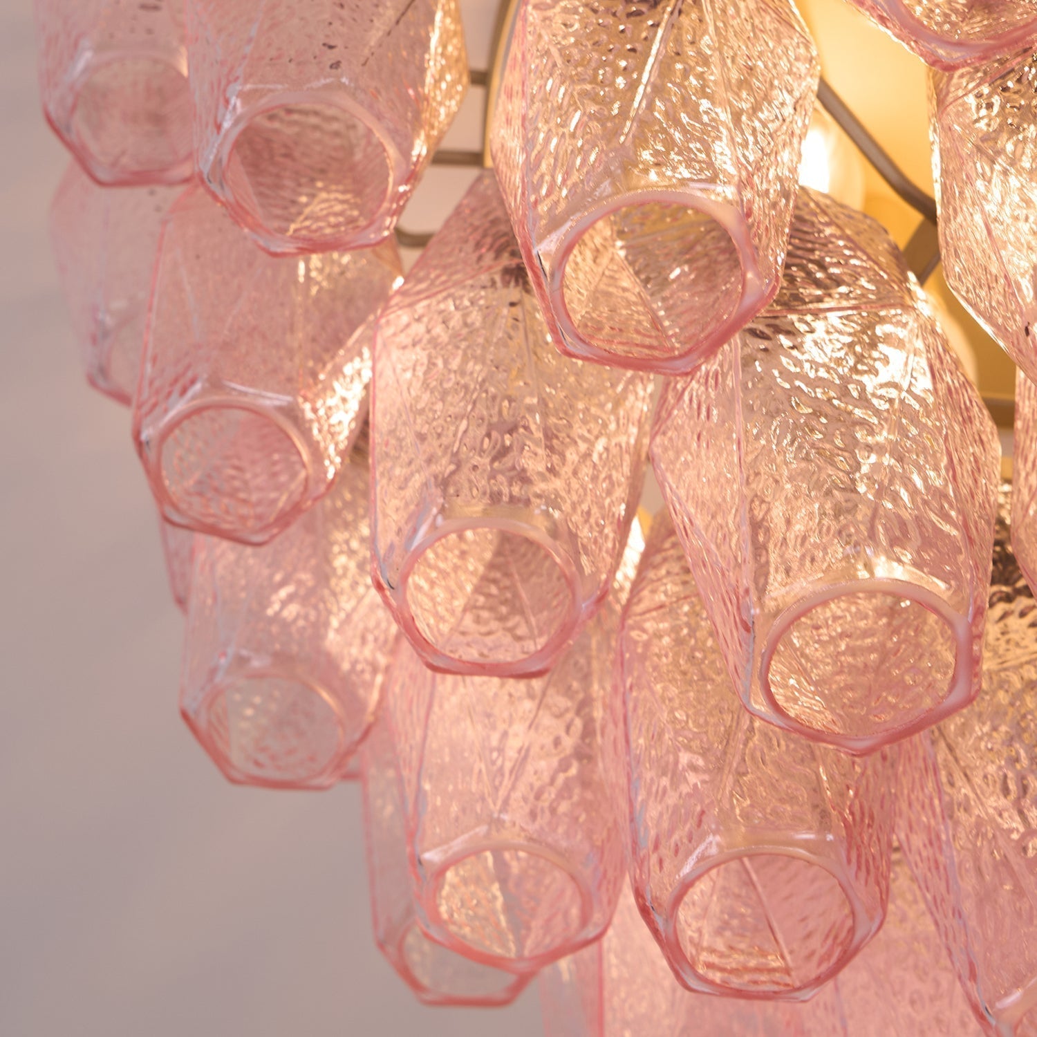 Aurora Ceiling Lamp Poliedri Pink Murano Glass Layered Flush Mount - Letslighting