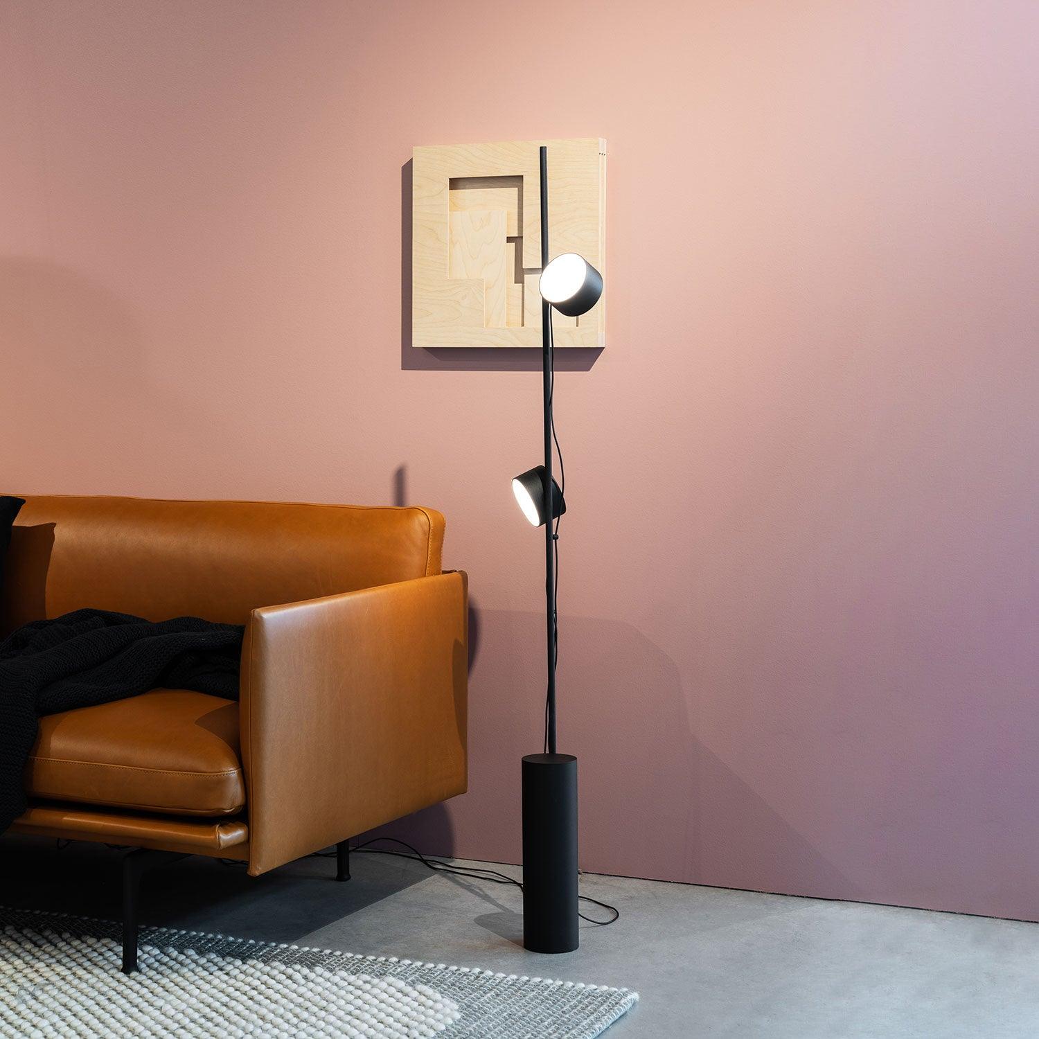 Arisha Lampadaire Linéaire Minimaliste, Métal/Acrylique, Noir, Salon