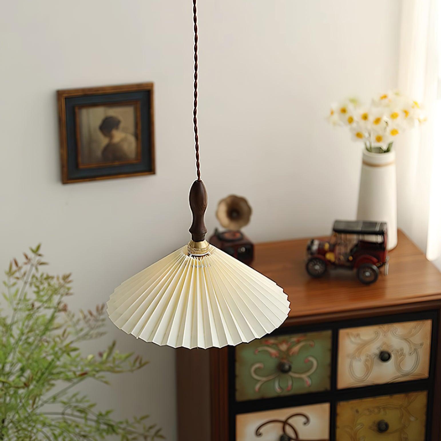Prairie Suspension en Noyer à Abat-jour Plissé - Neutralighting