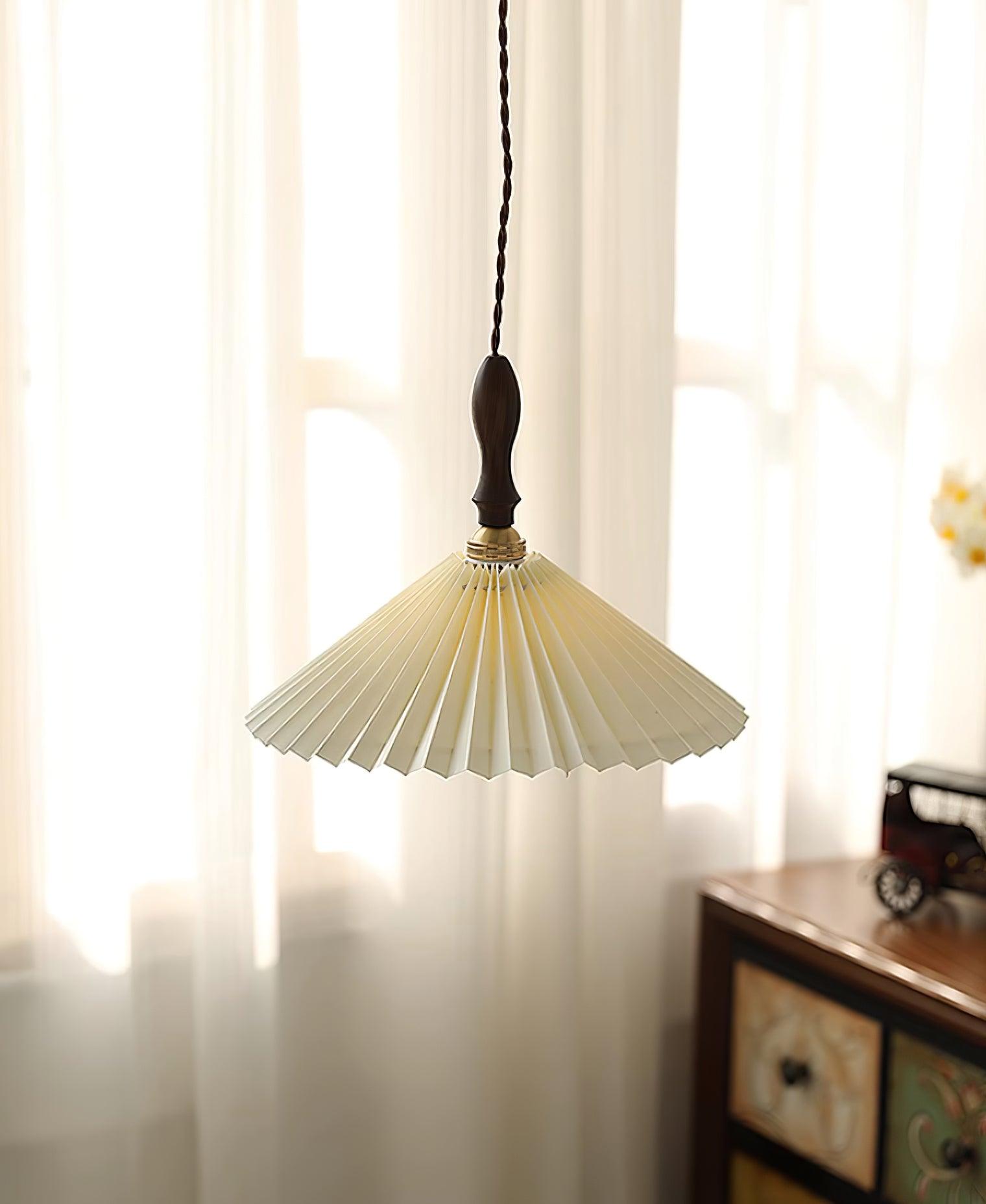 Prairie Suspension en Noyer à Abat-jour Plissé - Neutralighting