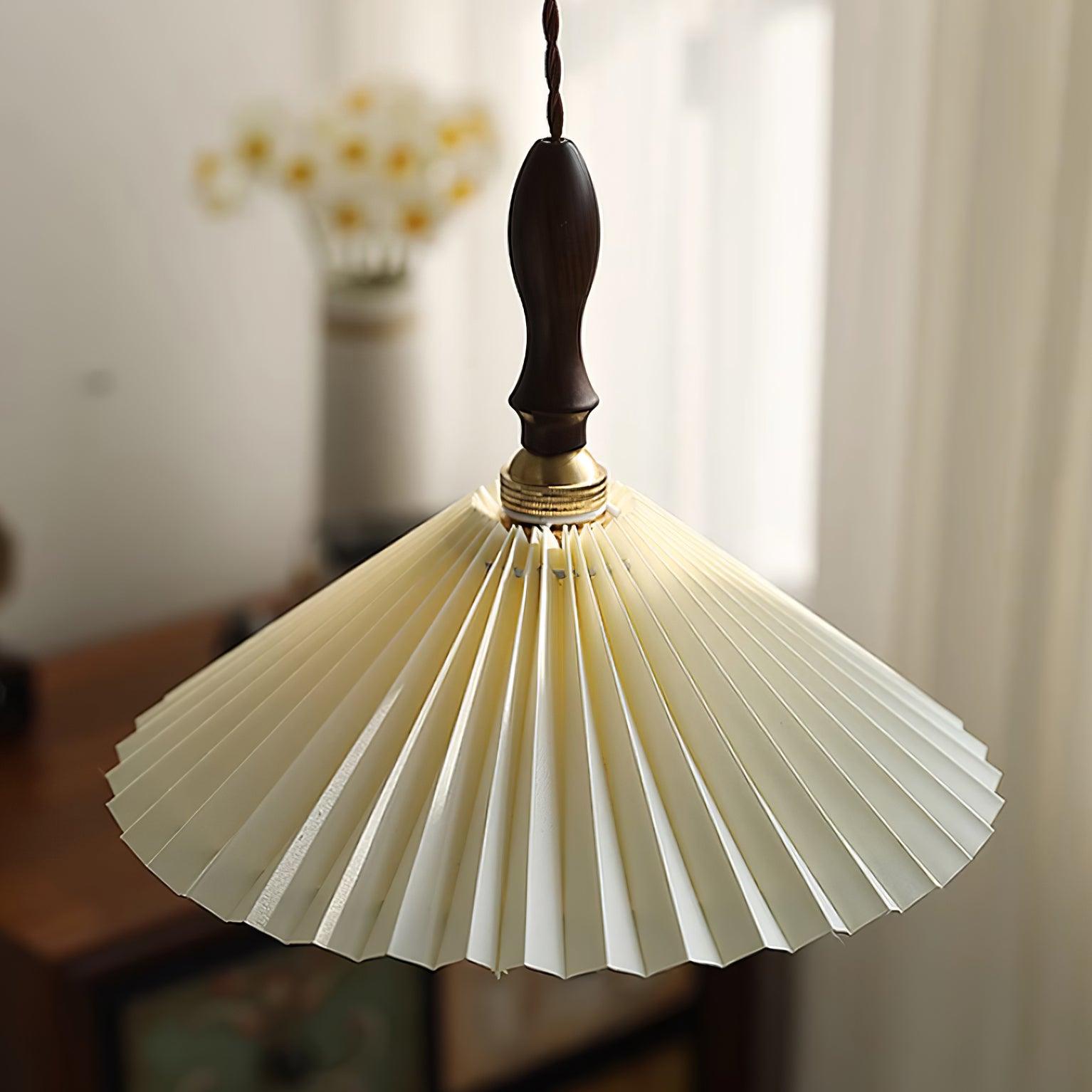 Prairie Suspension en Noyer à Abat-jour Plissé - Neutralighting