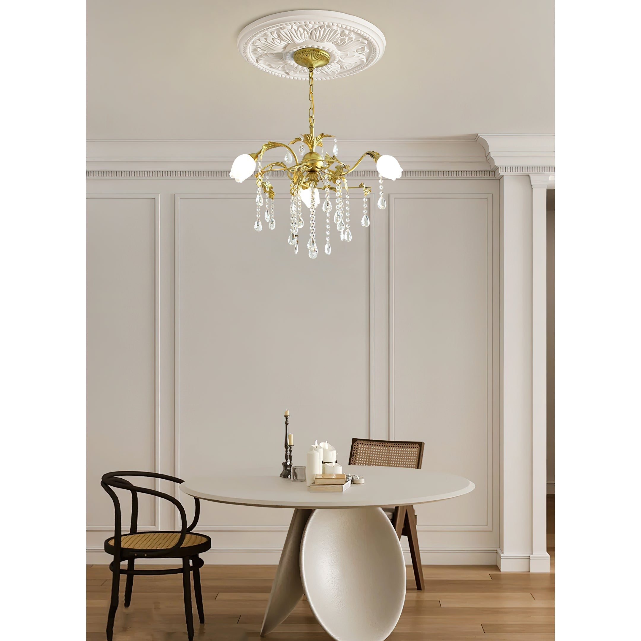 Vasorus Vintage Industrial Brass Crystal Chandelier - Lamp Copper