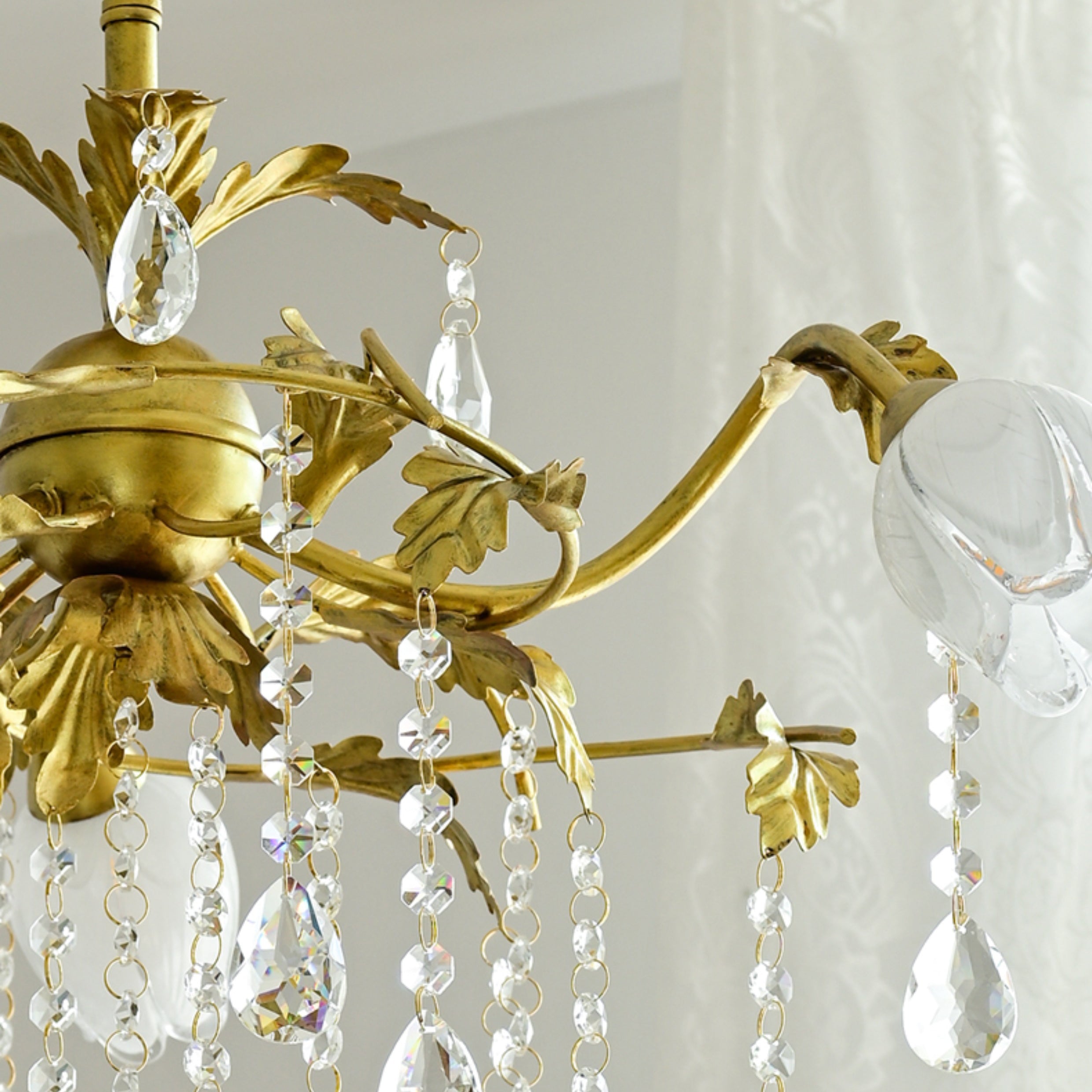 Vasorus Vintage Industrial Brass Crystal Chandelier - Lamp Copper