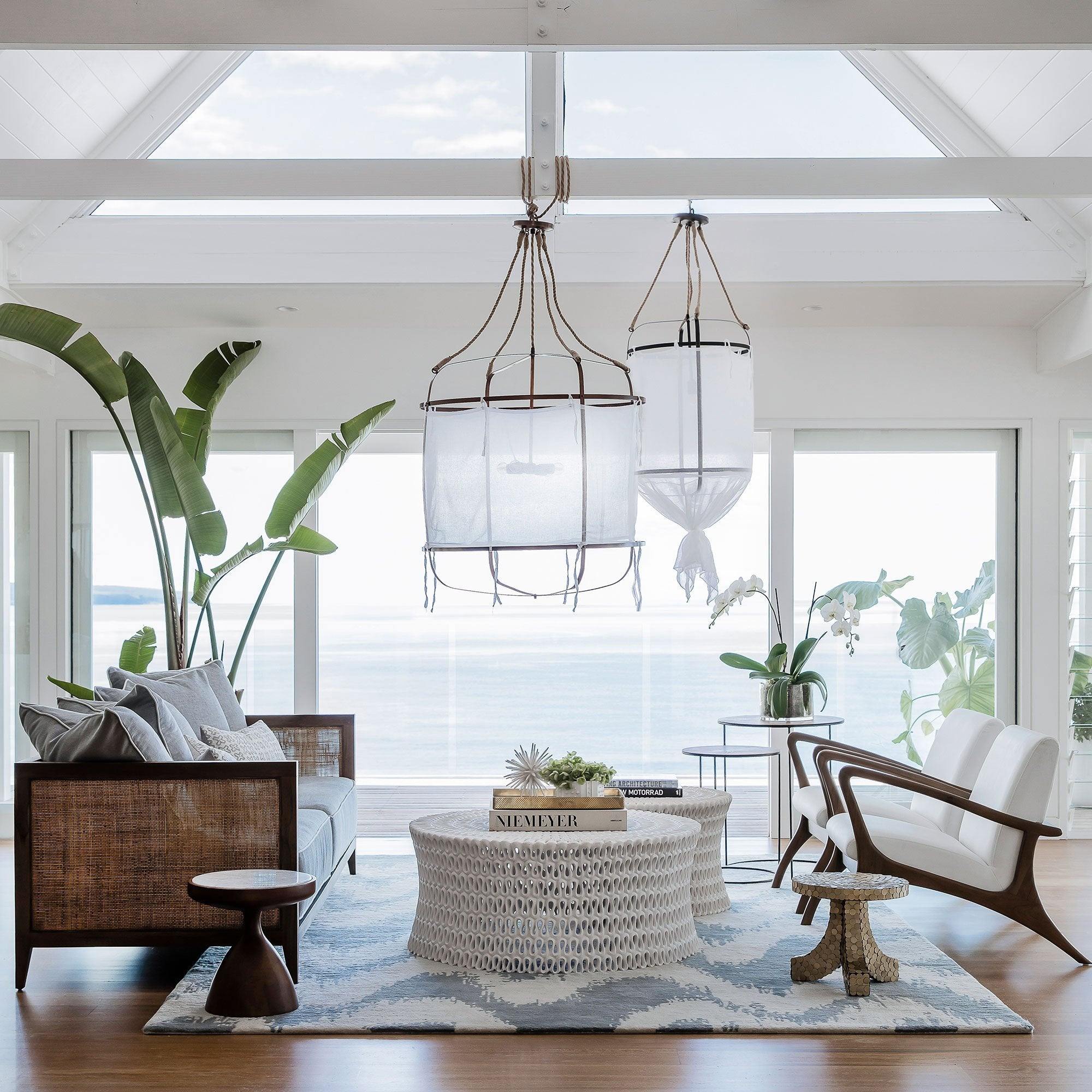 Erina Chandelier Moderne en Lin et Métal - Neutralighting