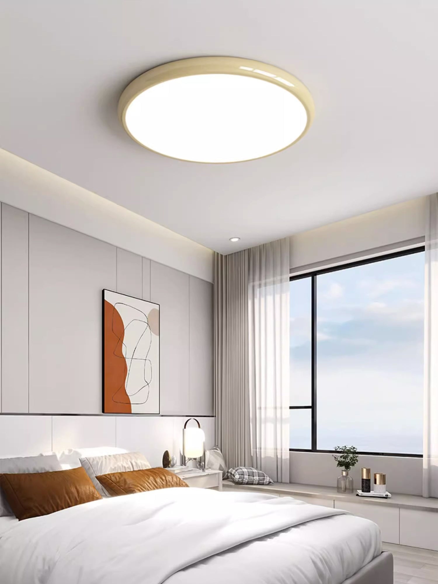 Aurdoreth LED Modern Minimalist Metal Flush Mount Ceiling Light - Lamp Copper