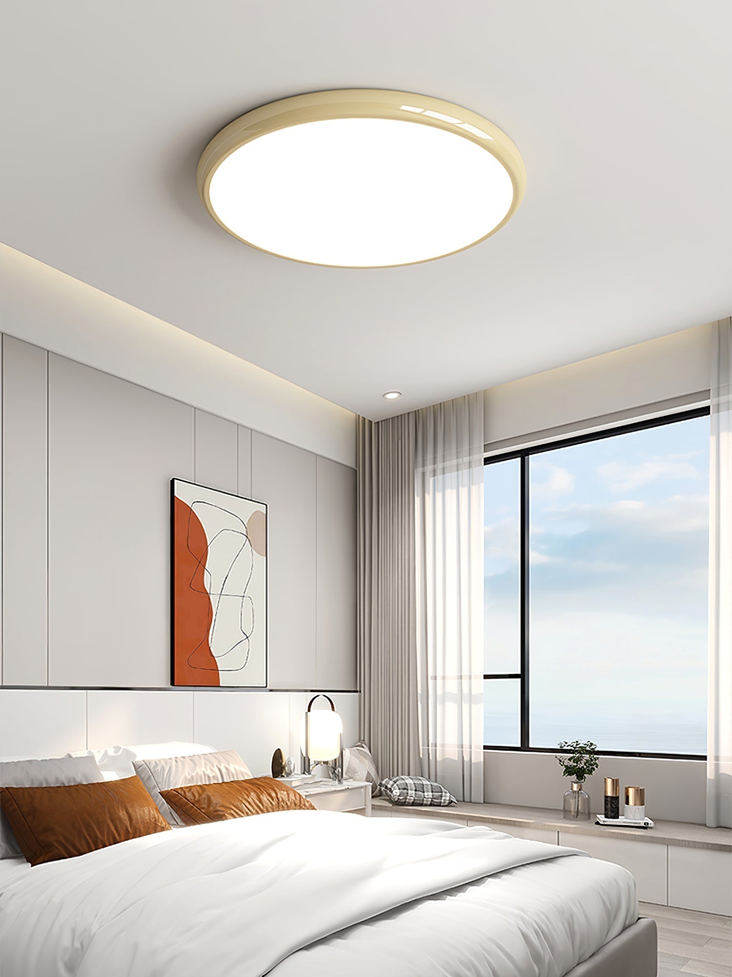 Aurdoreth LED Modern Minimalist Metal Flush Mount Ceiling Light - Lamp Copper