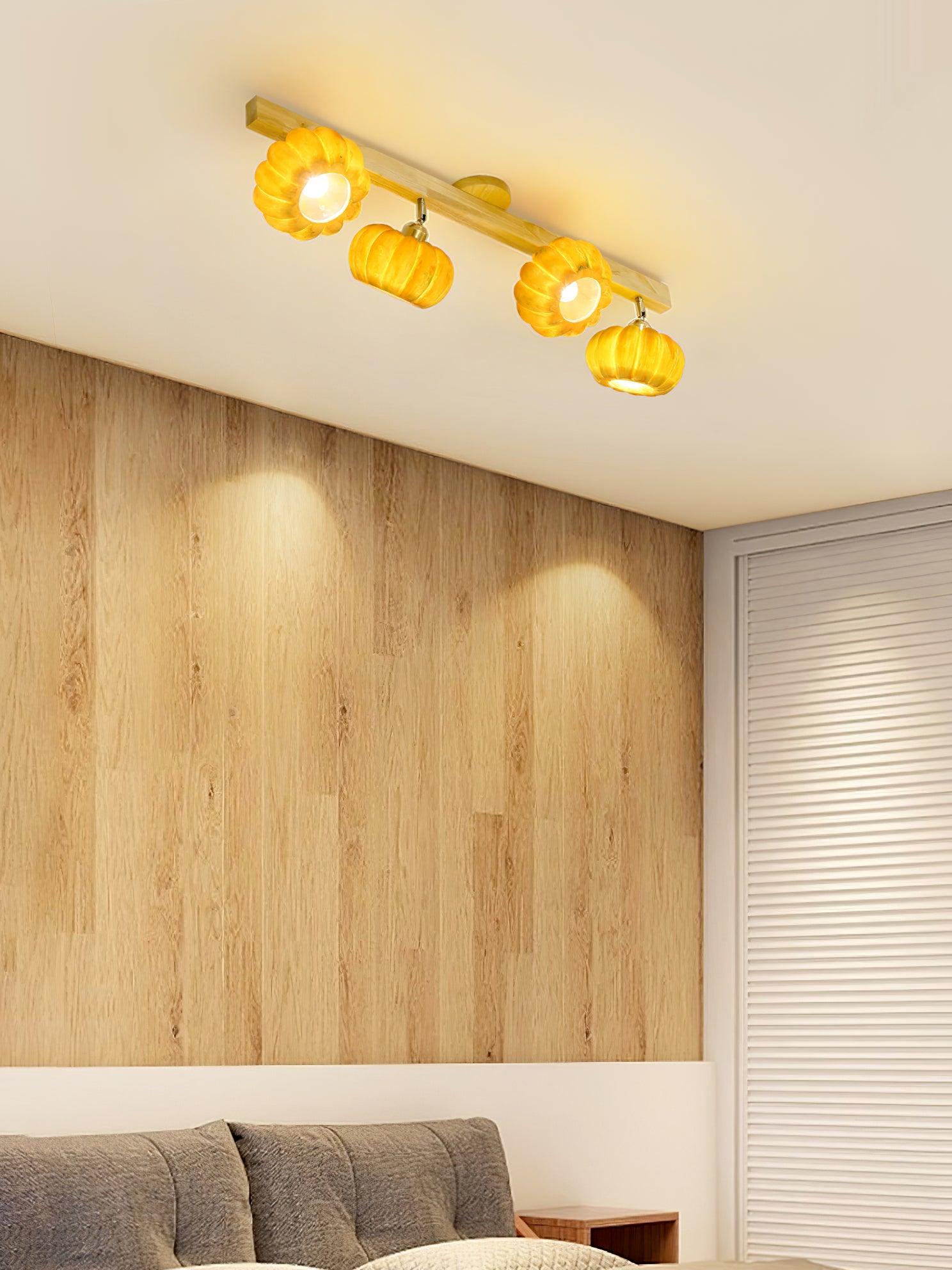 Pumpkin Ceiling Light Wood - Letslighting
