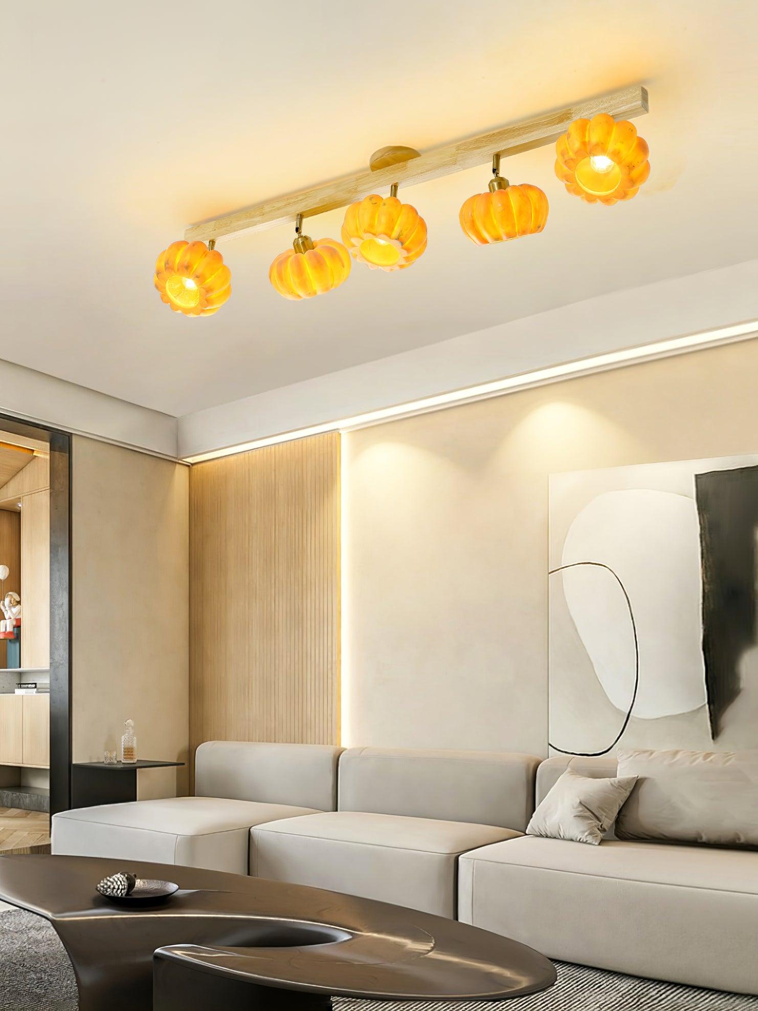 Pumpkin Ceiling Light Wood - Letslighting
