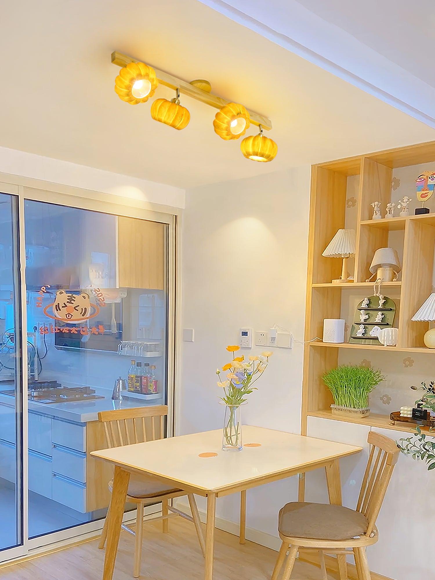 Pumpkin Ceiling Light Wood - Letslighting