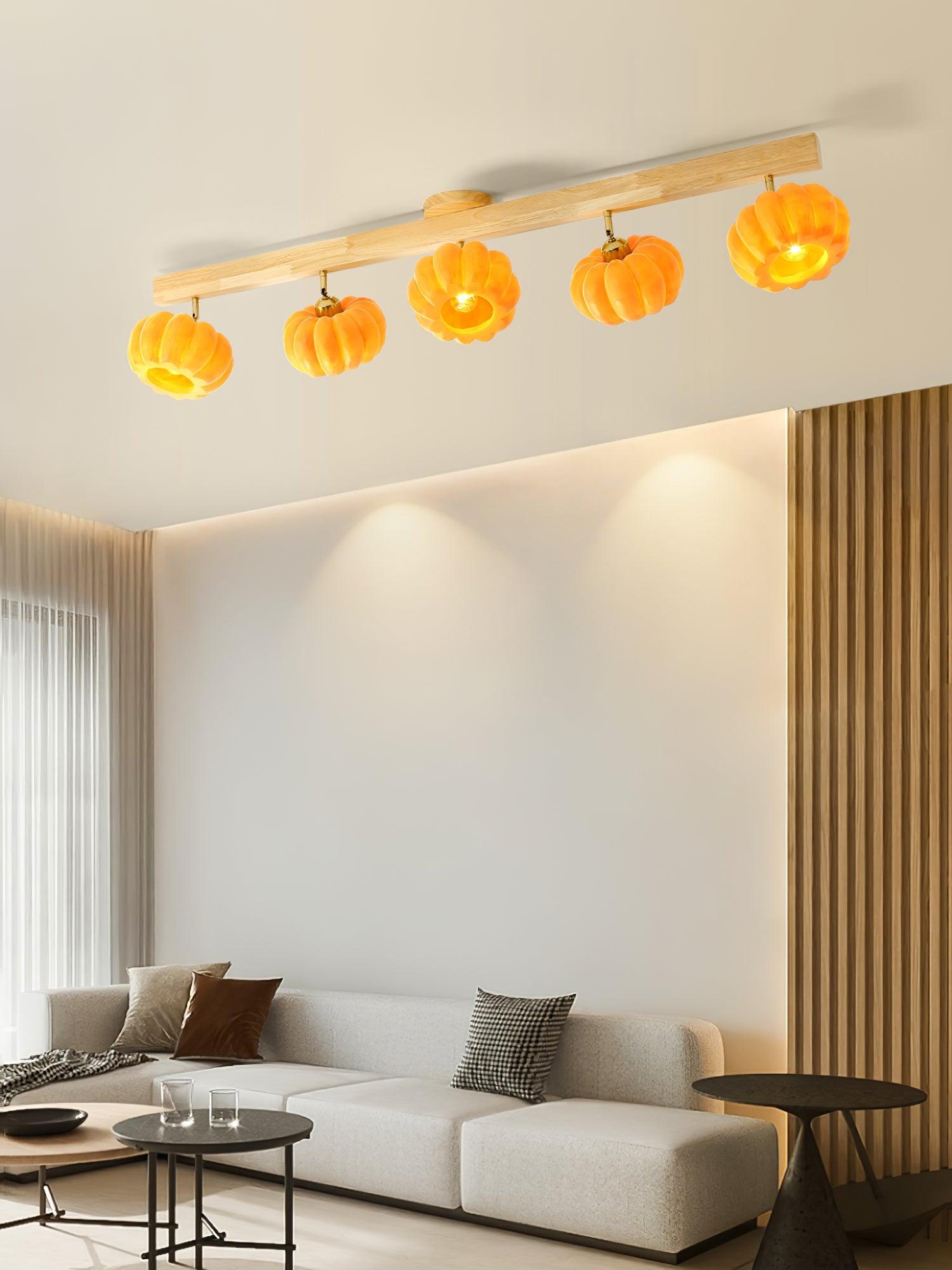 Pumpkin Ceiling Light Wood - Letslighting