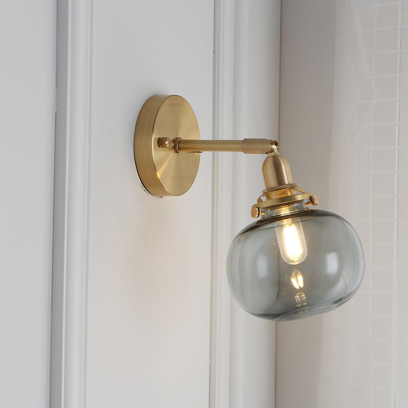 Baroque Applique Murale Plug-In Abat-jour en Verre Fumé Laiton Industriel - Neutralighting